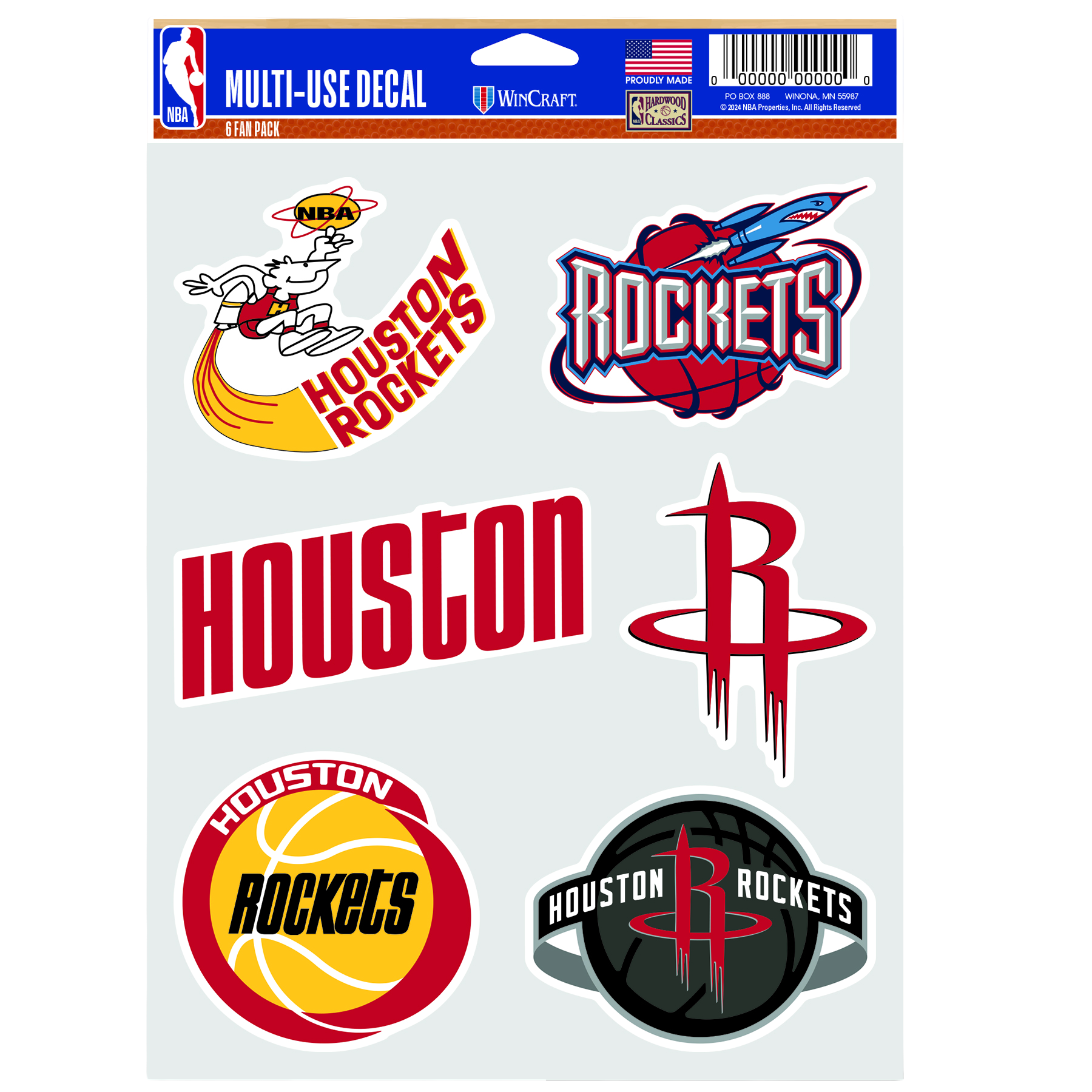 Houston Rockets Wincraft History of Logos Sticker Pack