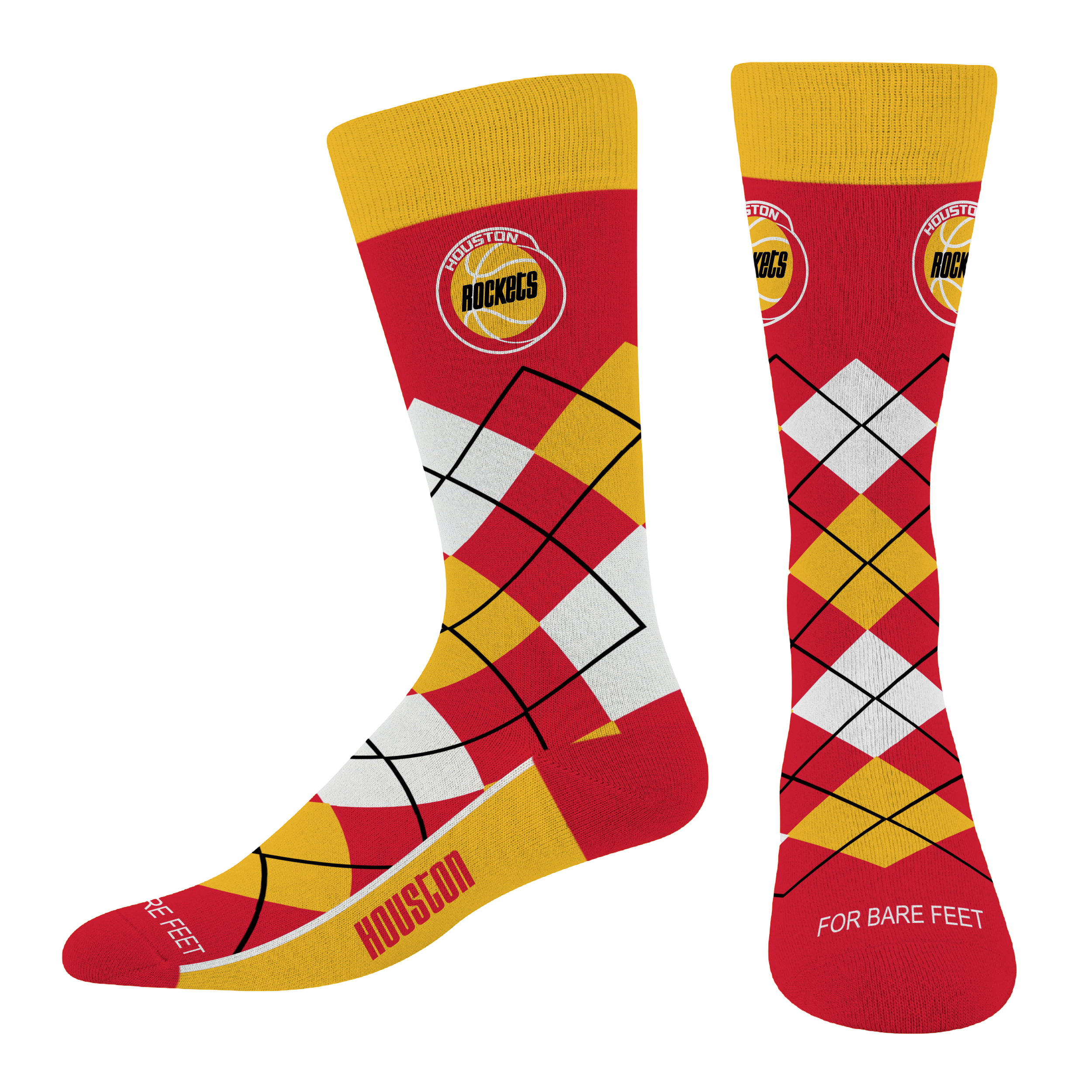 Houston Rockets For Bare Feet HWC Argyle Remix Socks