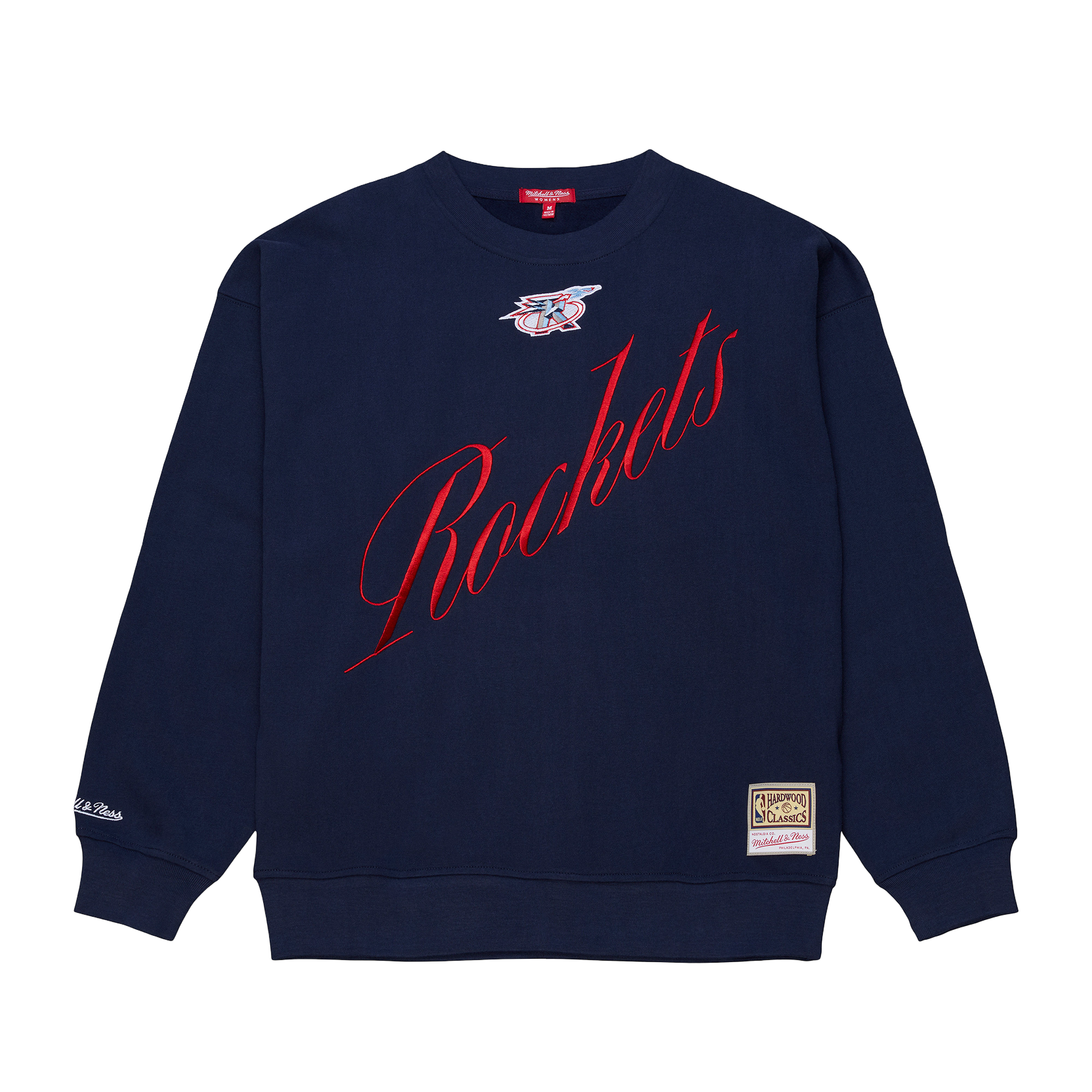 Women's Houston Rockets Mitchell & Ness HWC Script Crewneck Sweatshirt