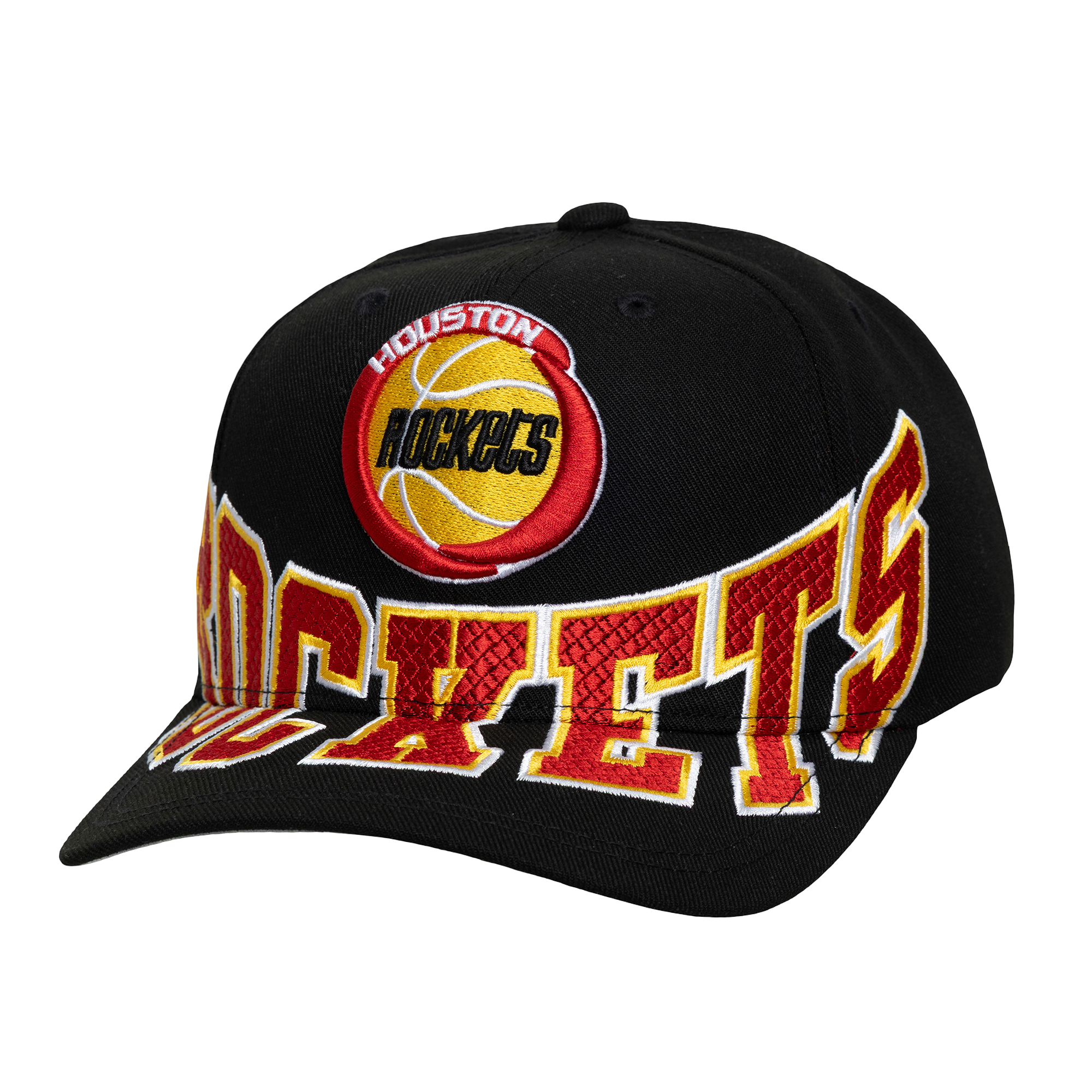 Men's Houston Rockets Mitchell & Ness HWC Black Over Under Adjustable Cap