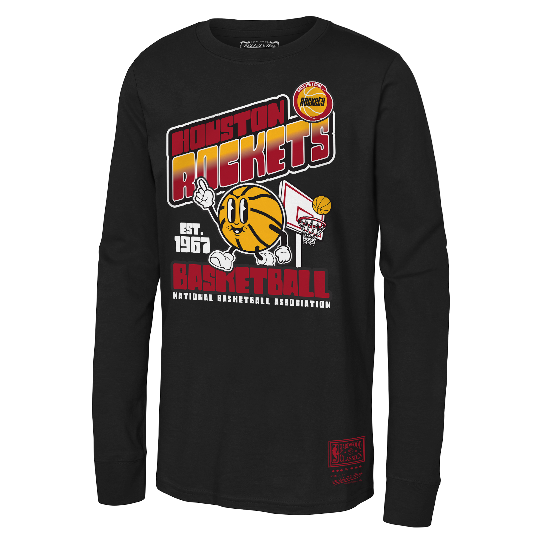 Youth Houston Rockets Mitchell & Ness HWC Throwback Long-sleeve T-Shirt