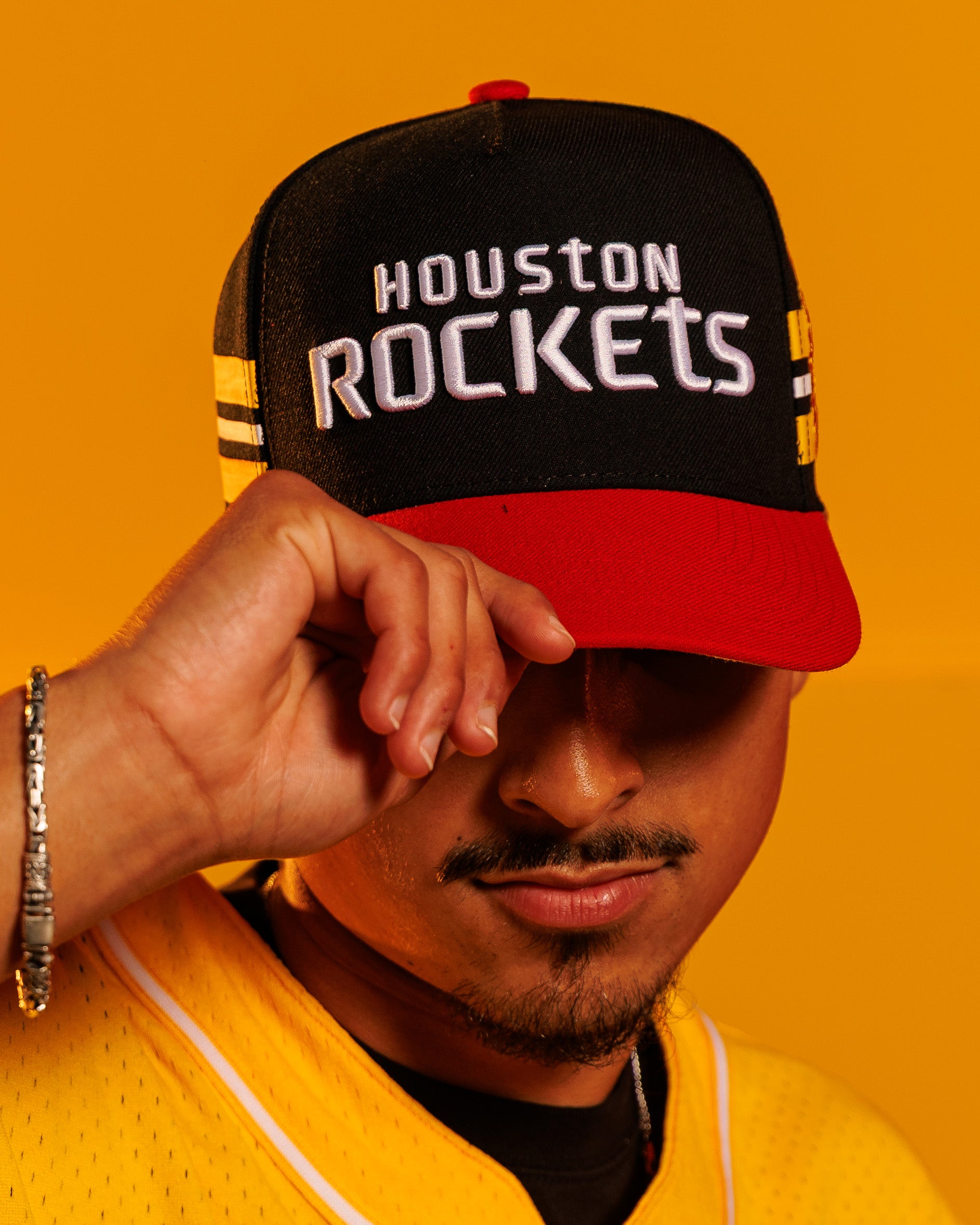 Men's Houston Rockets Mitchell & Ness Pro Pinch Adjustable Cap