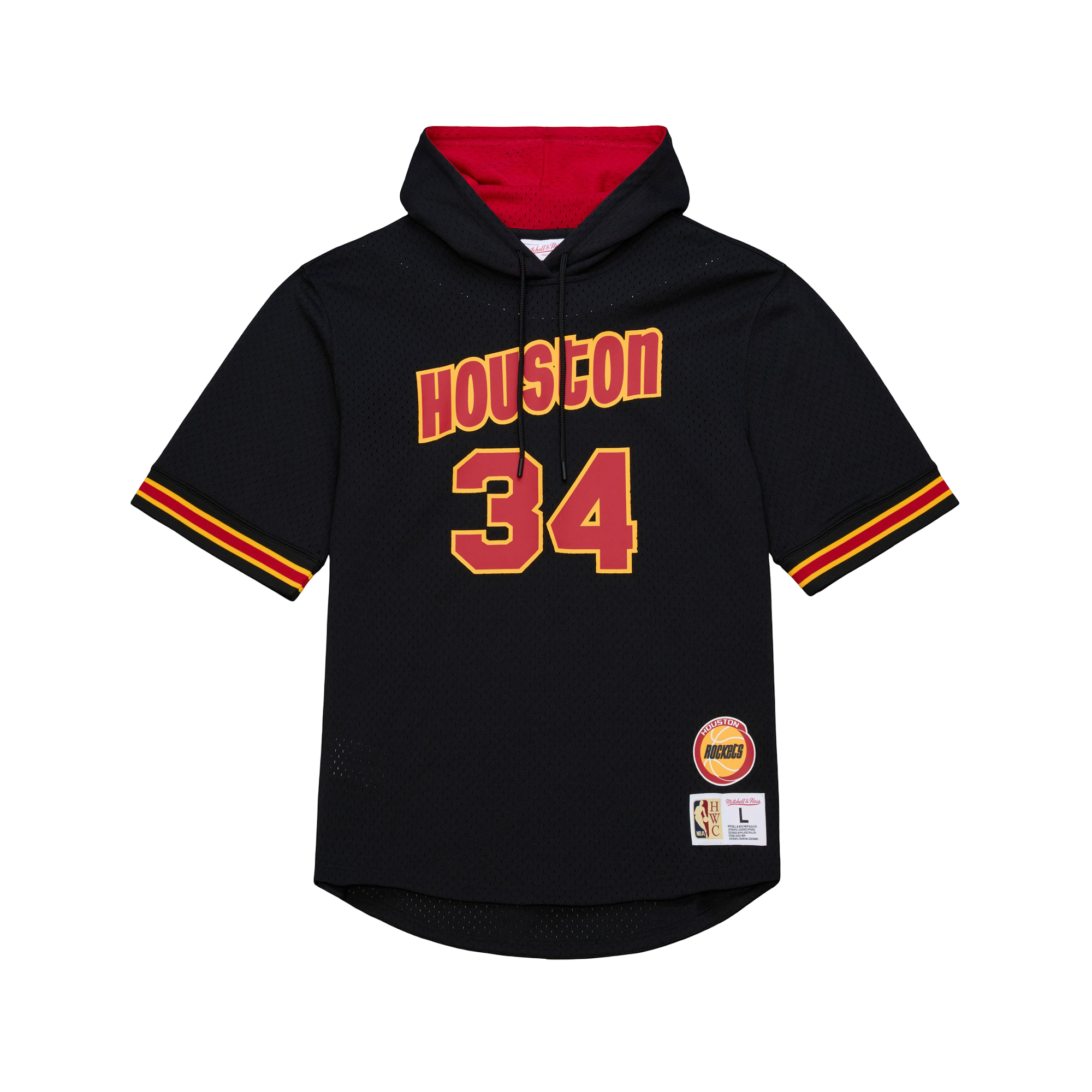 Men's Houston Rockets Mitchell & Ness HWC Hakeem Olajuwon Mesh Short Sleeve Hoodie