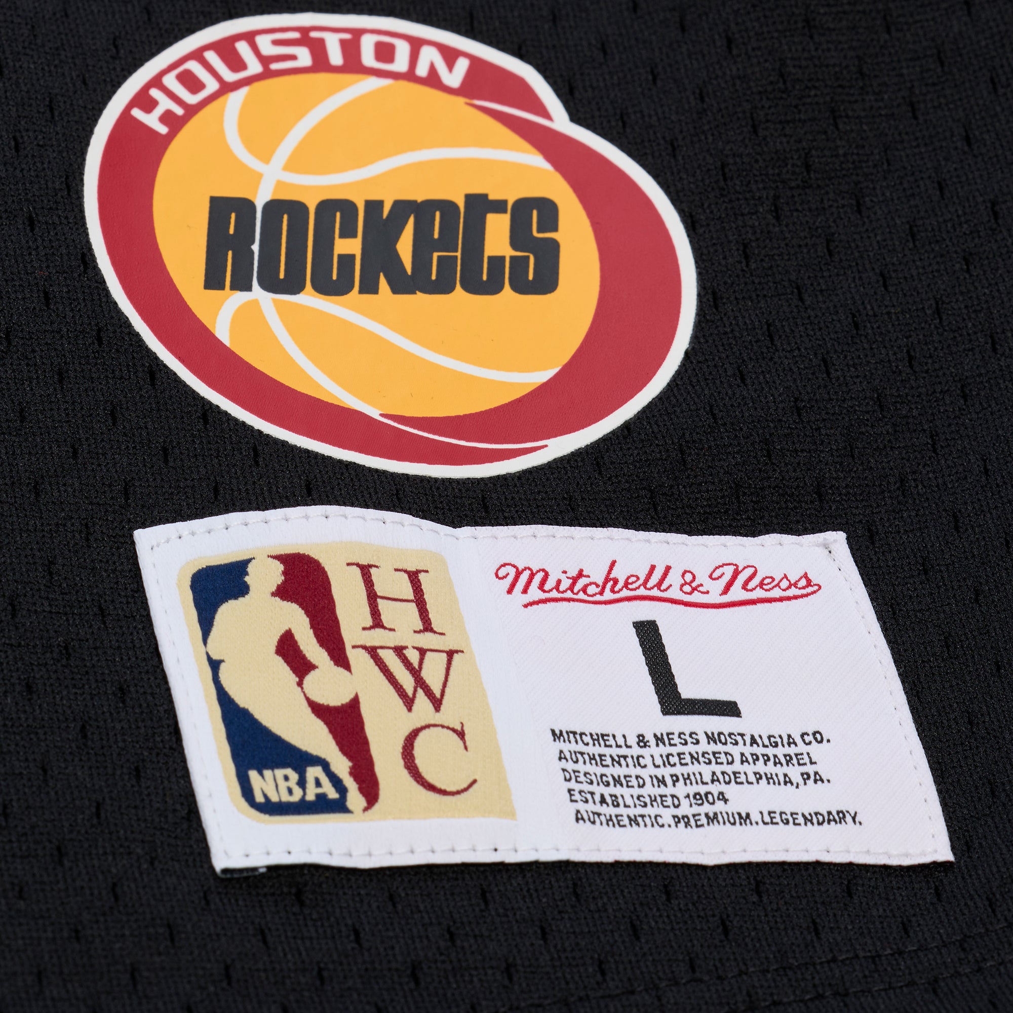 Men's Houston Rockets Mitchell & Ness HWC Hakeem Olajuwon Mesh Short Sleeve Hoodie