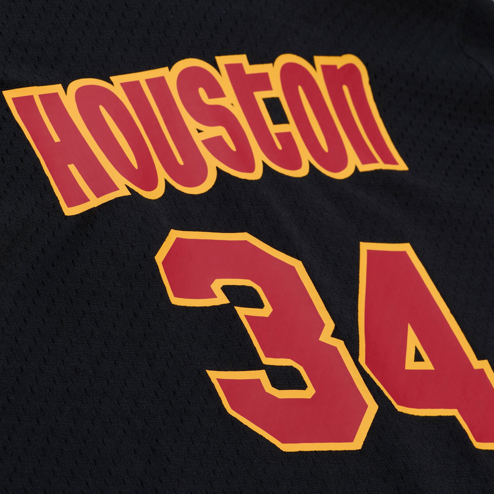 Men's Houston Rockets Mitchell & Ness HWC Hakeem Olajuwon Mesh Short Sleeve Hoodie