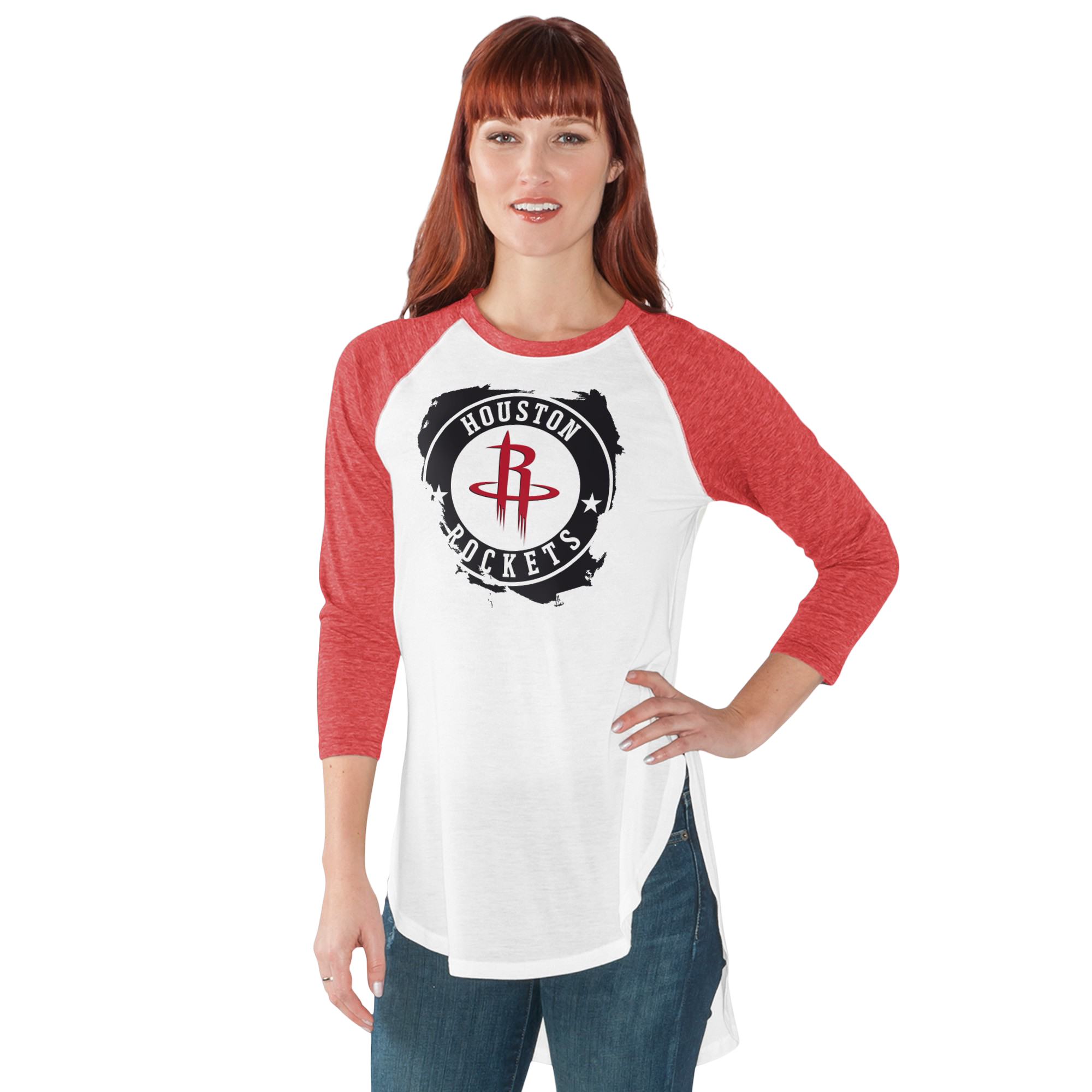Women's Houston Rockets G-III 4Her by Carl Banks Raglan 3/4 sleeve T-Shirt