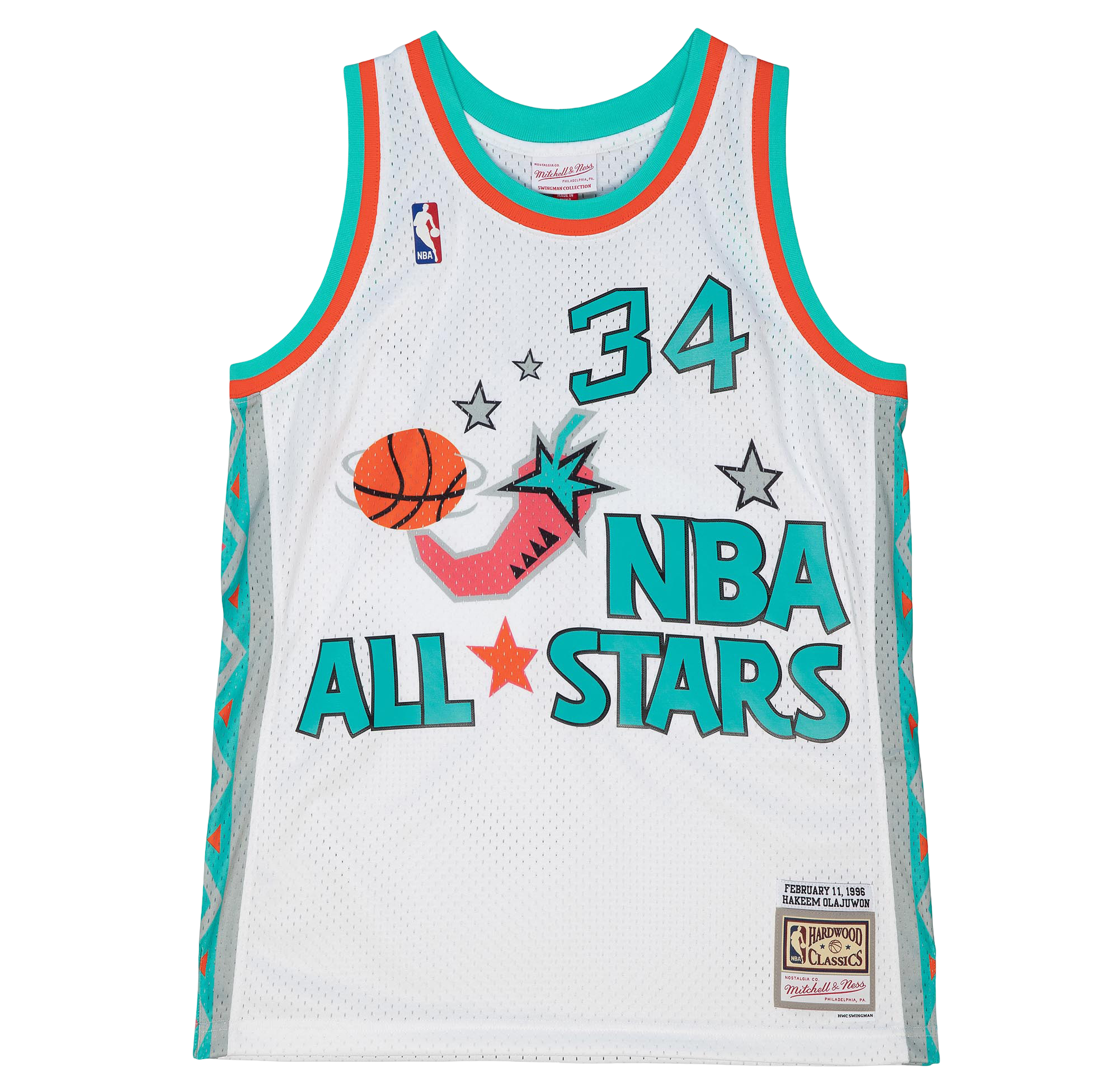 Men's Houston Rockets Mitchell & Ness HWC Hakeem Olajuwon 1996 All-Star Swingman Jersey