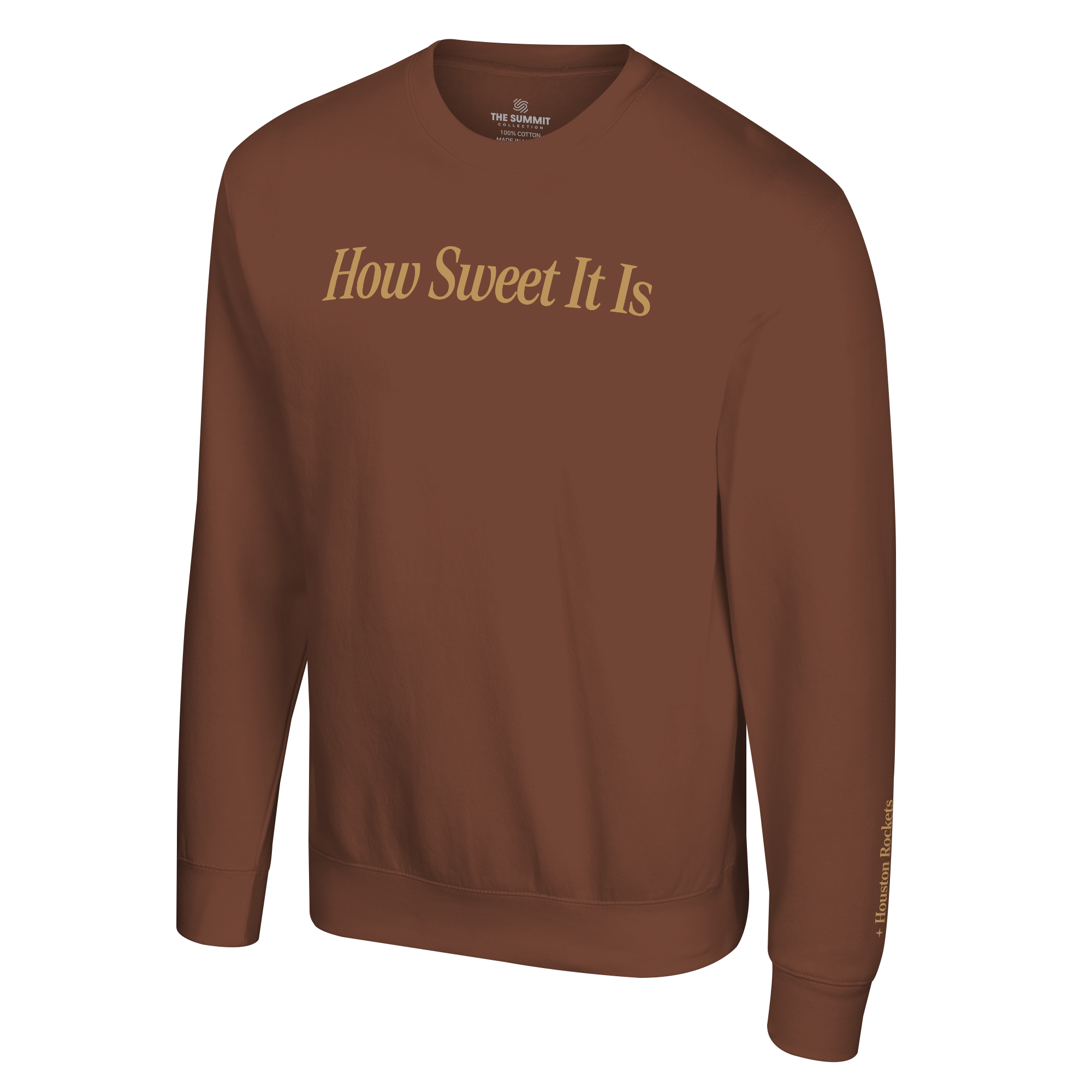 Men's Houston Rockets Summit Collection How Sweet It Is Brown Crewneck Sweatshirt