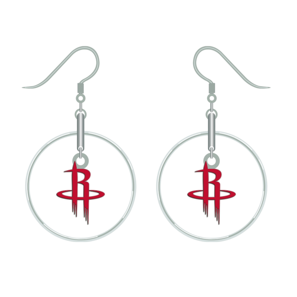 Houston Rockets Pro Specialties Hoop Dangle Logo Earrings