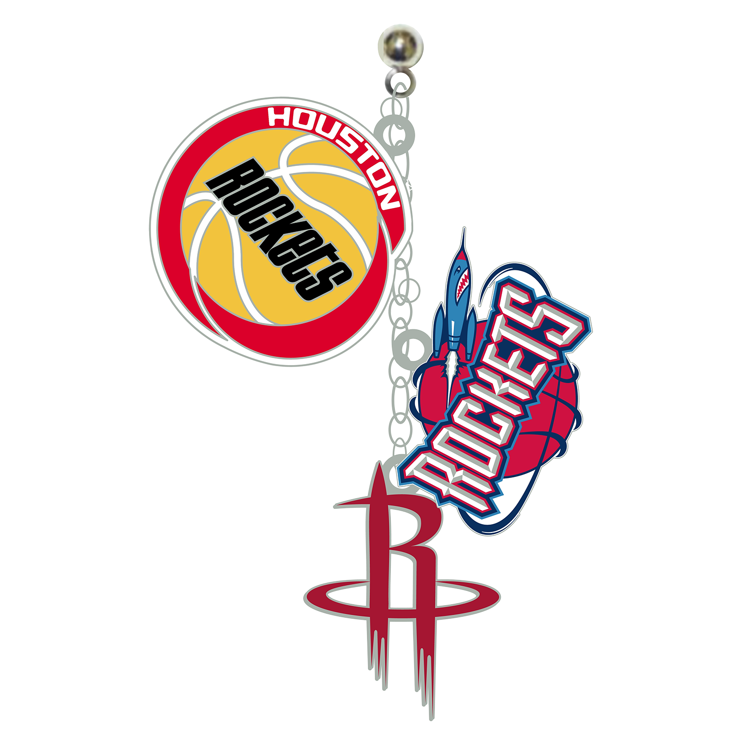 Houston Rockets Pro Specialties HWC 3 Charm Logo Earrings