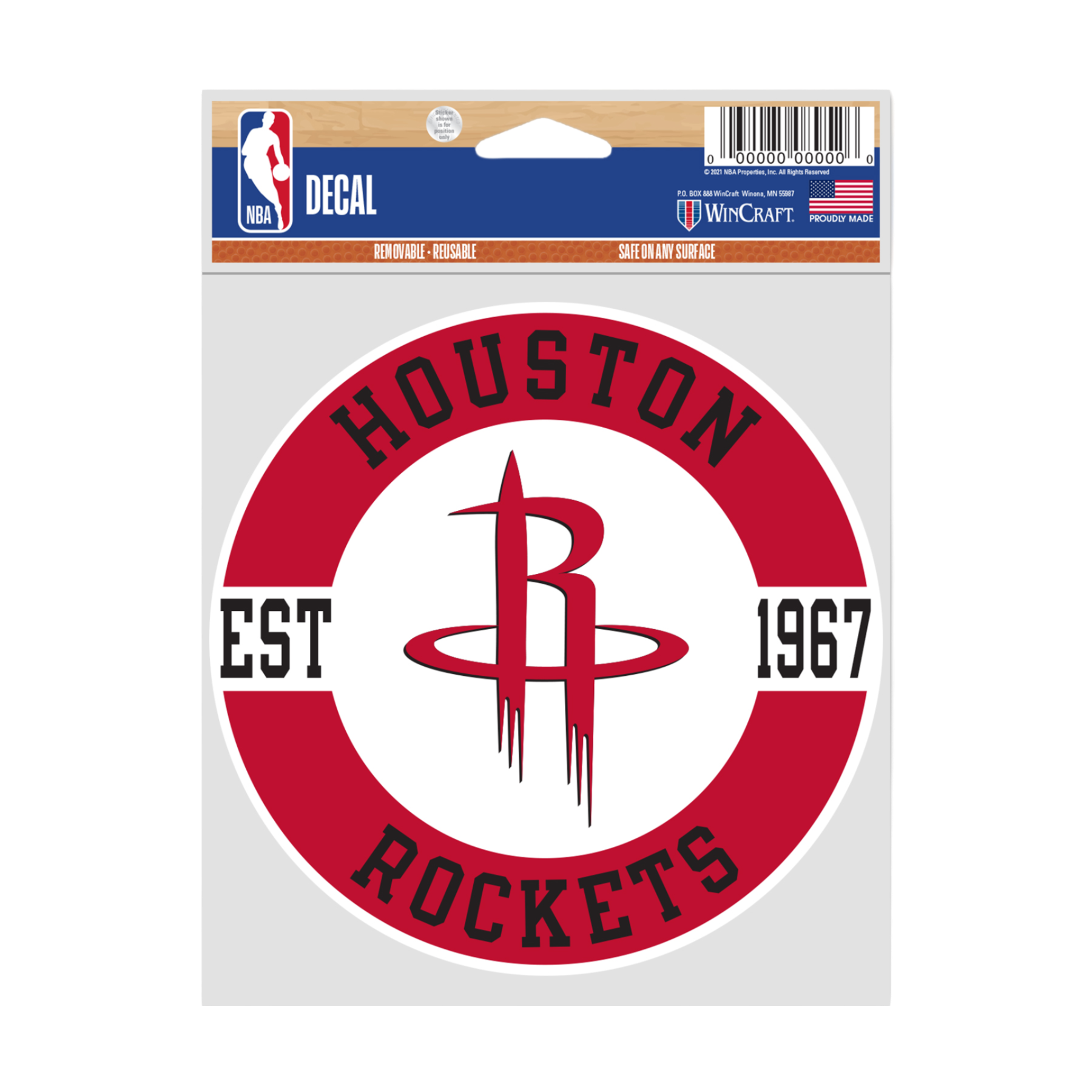 HOUSTON ROCKETS WINCRAFTDECAL 3.75X5 CIRCLE PRIMARY LOGO