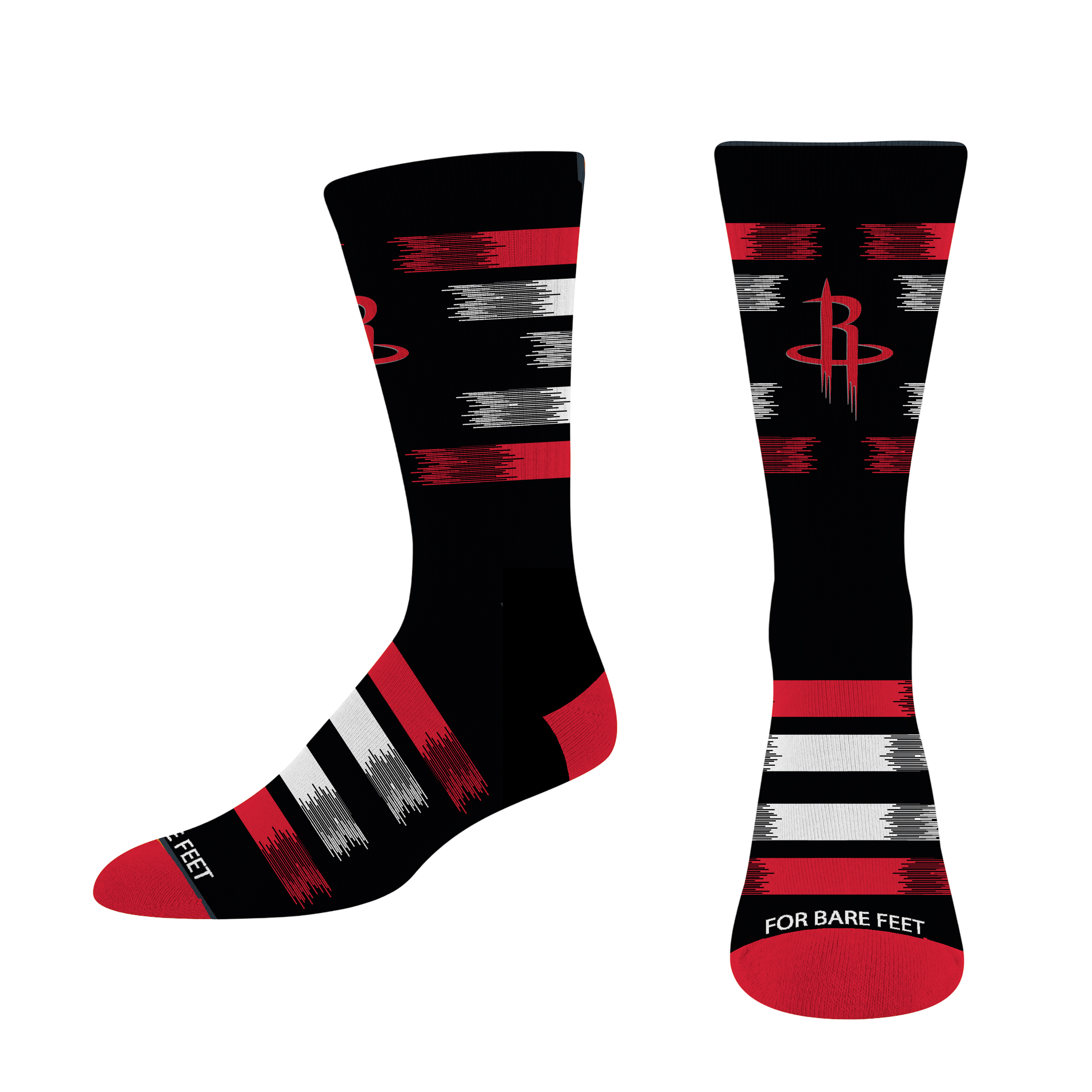 Houston Rockets For Bare Feet Fade to Black Socks