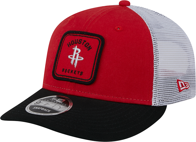 Men's Houston Rockets New Era 9FIFTY Square Patch Trucker Adjustable Cap