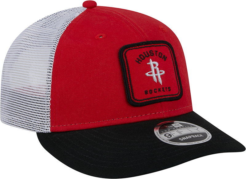 Men's Houston Rockets New Era 9FIFTY Square Patch Trucker Adjustable Cap