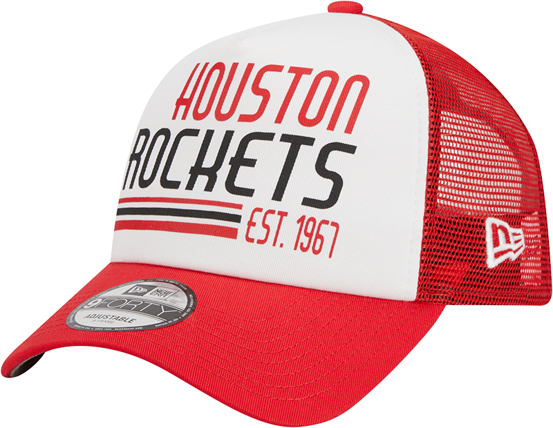 Men's Houston Rockets New Era 9FORTY Stacked Trucker Adjustable Cap