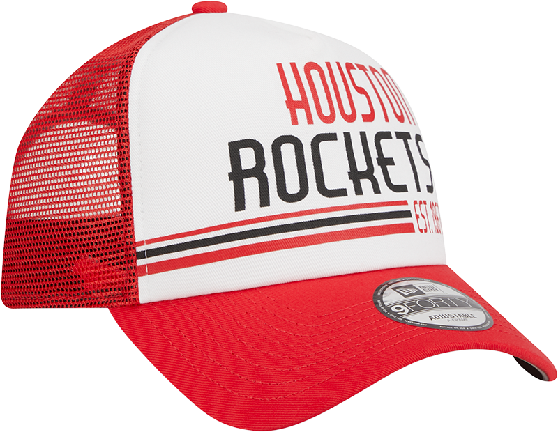 Men's Houston Rockets New Era 9FORTY Stacked Trucker Adjustable Cap