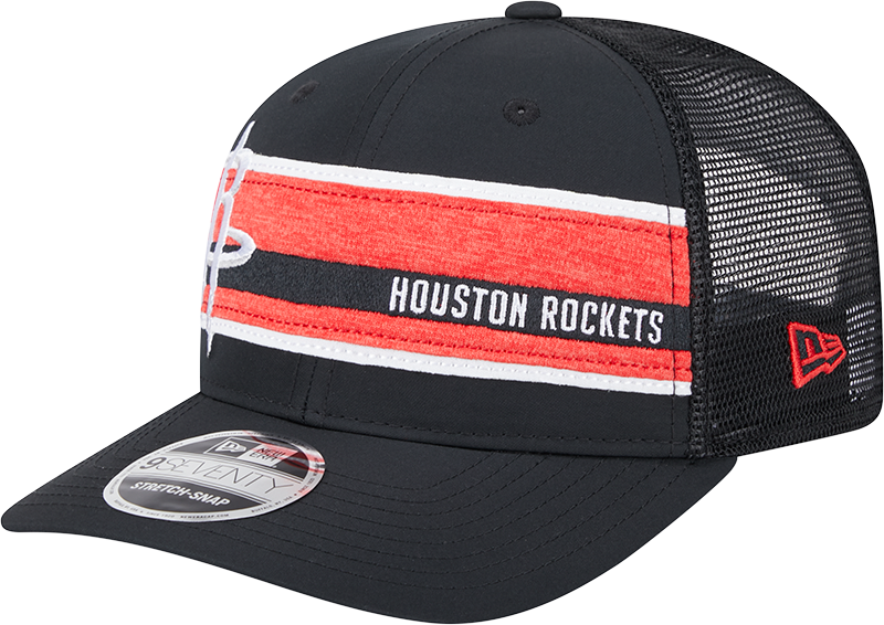 Men's Houston Rockets New Era 9SEVENTY Striped Trucker Stretch Snap Adjustable Cap