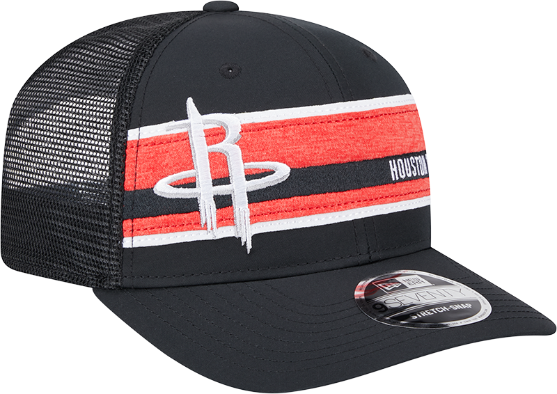 Men's Houston Rockets New Era 9SEVENTY Striped Trucker Stretch Snap Adjustable Cap