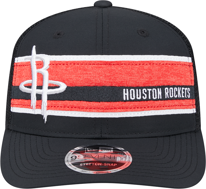 Men's Houston Rockets New Era 9SEVENTY Striped Trucker Stretch Snap Adjustable Cap