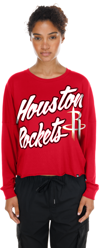 Women's Houston Rockets New Era Oversized Boxy Long-Sleeve T-Shirt