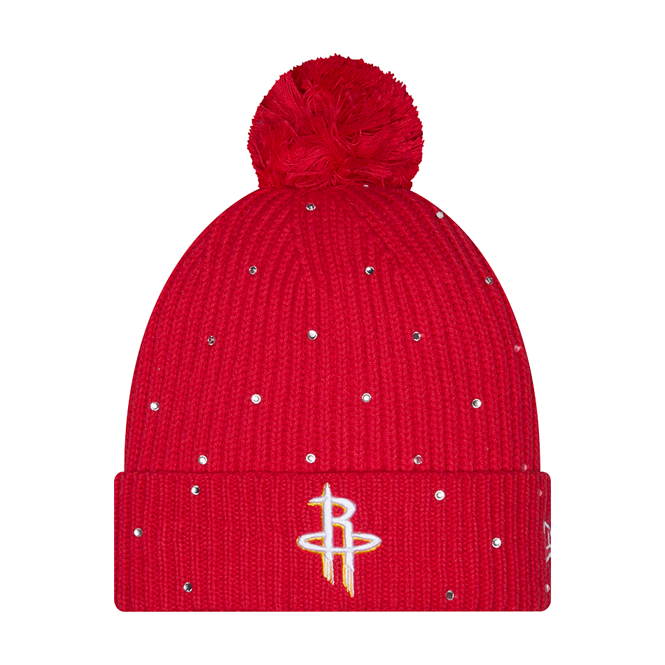 Women's Houston Rockets New Era Rhinestone Pom Knit-1