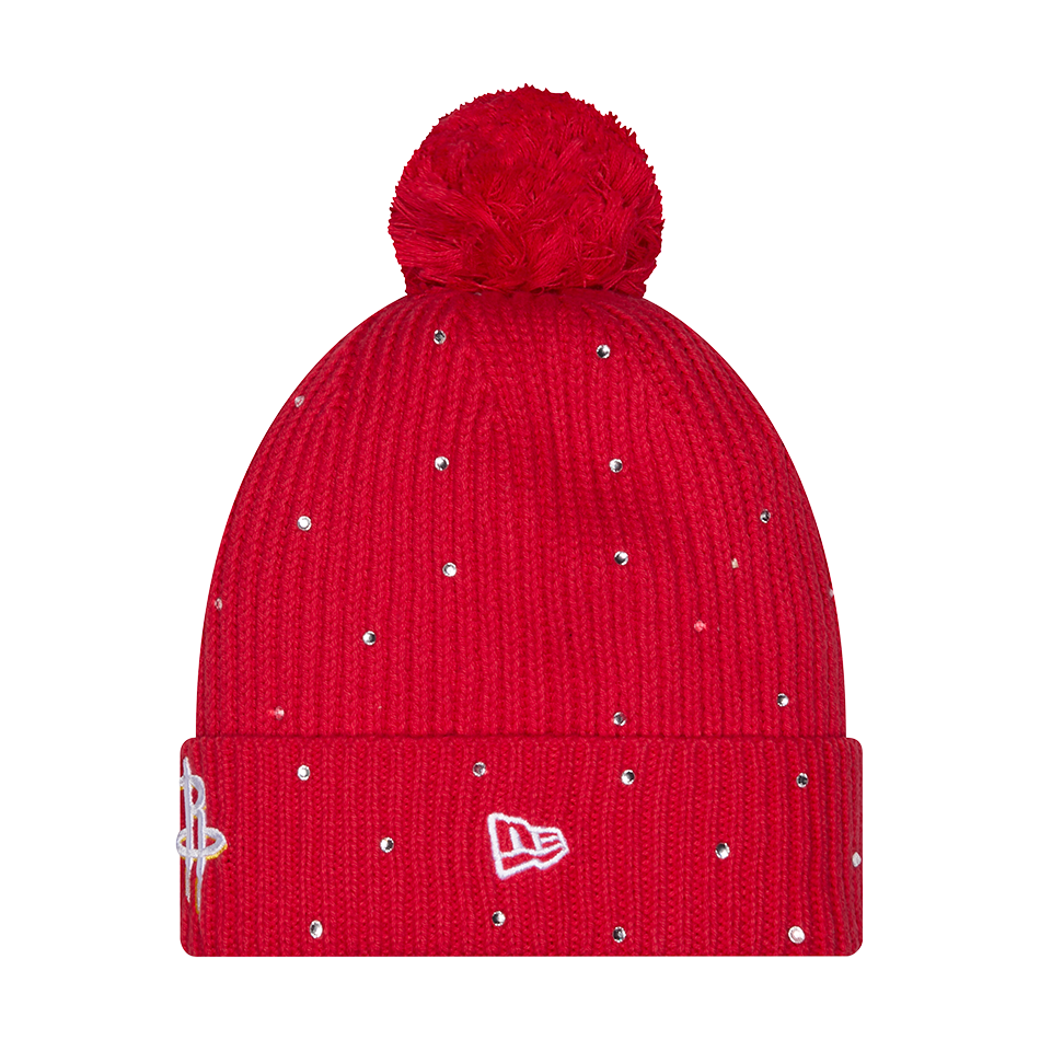 Women's Houston Rockets New Era Rhinestone Pom Knit-2