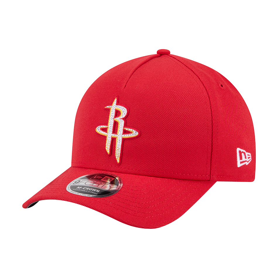 Men's Houston Rockets New Era 9FORTY M-Crown A-Frame Rhinestone Patch Adjustable Cap
