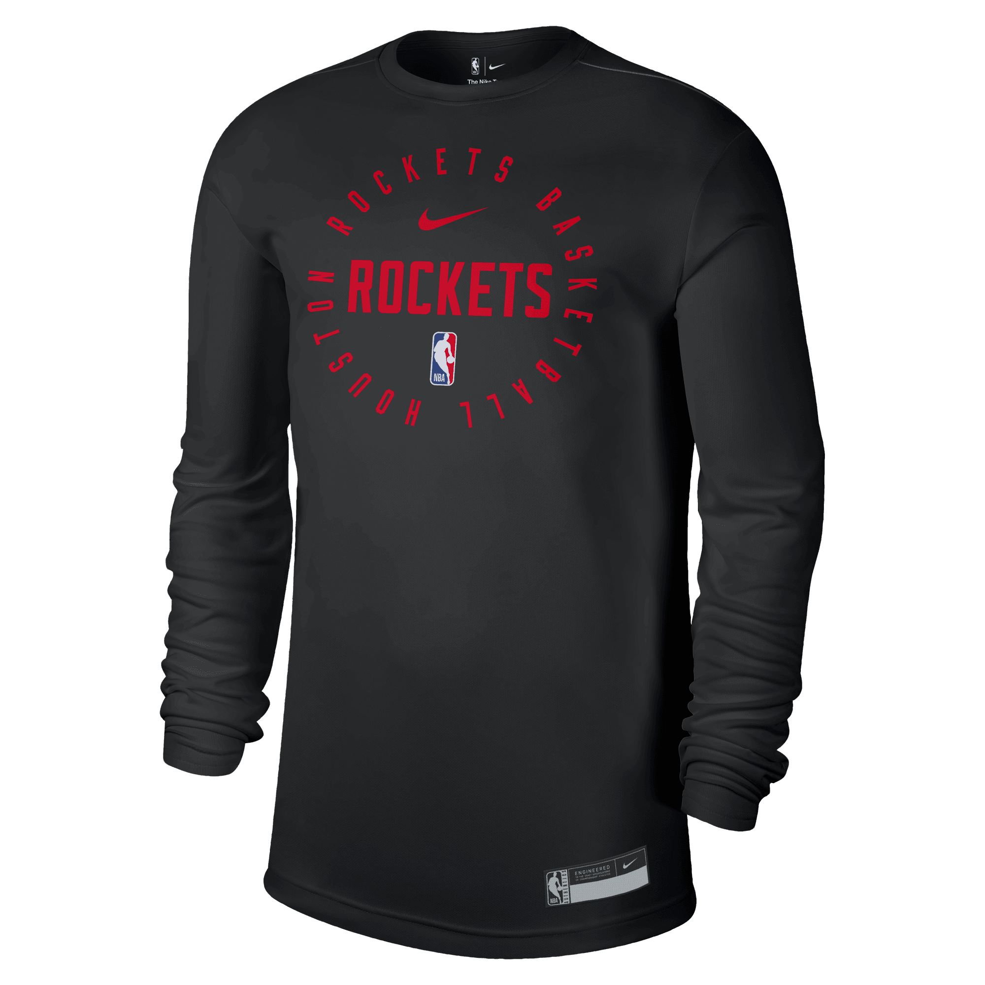 Men's Houston Rockets Nike 2024-25 On-Court Practice Black Long-Sleeve T-Shirt