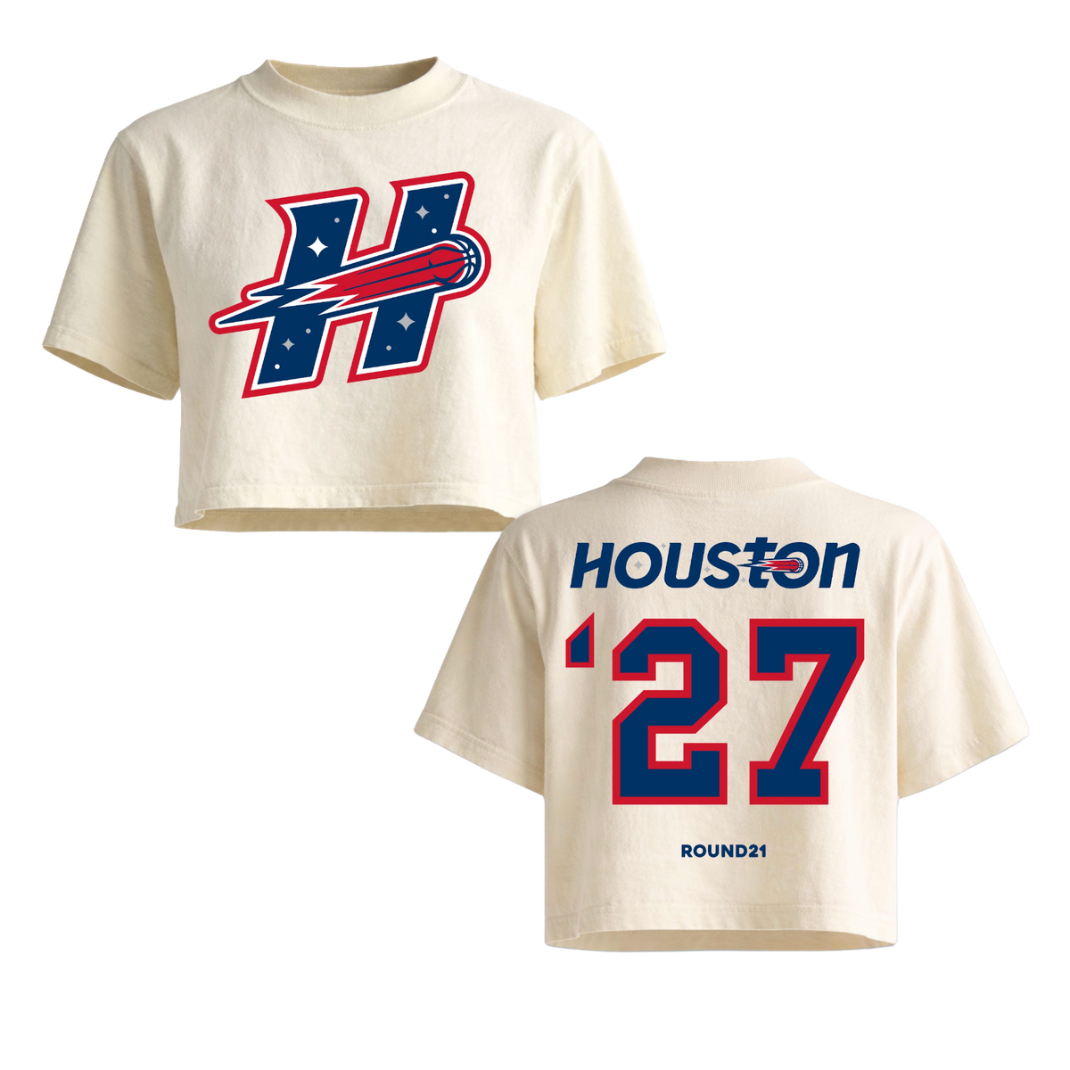 Women's Houston Comets Round21 Cropped T-Shirt-3