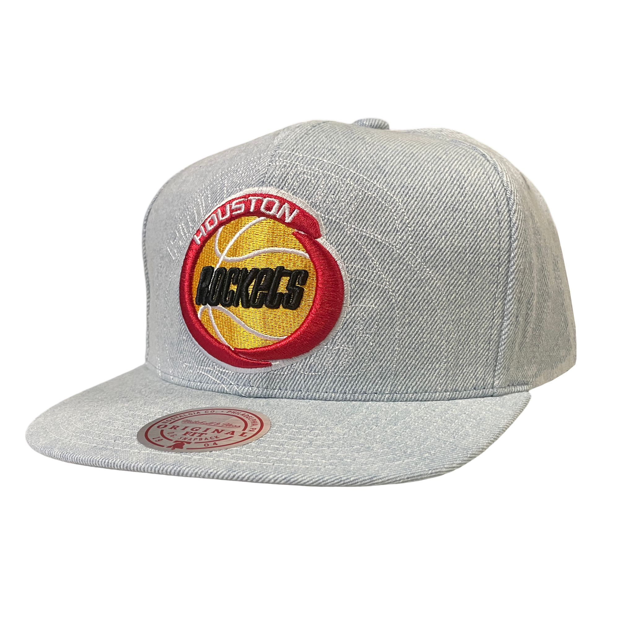 Men's Houston Rockets Mitchell & Ness HWC Denim Stitcher Adjustable Cap