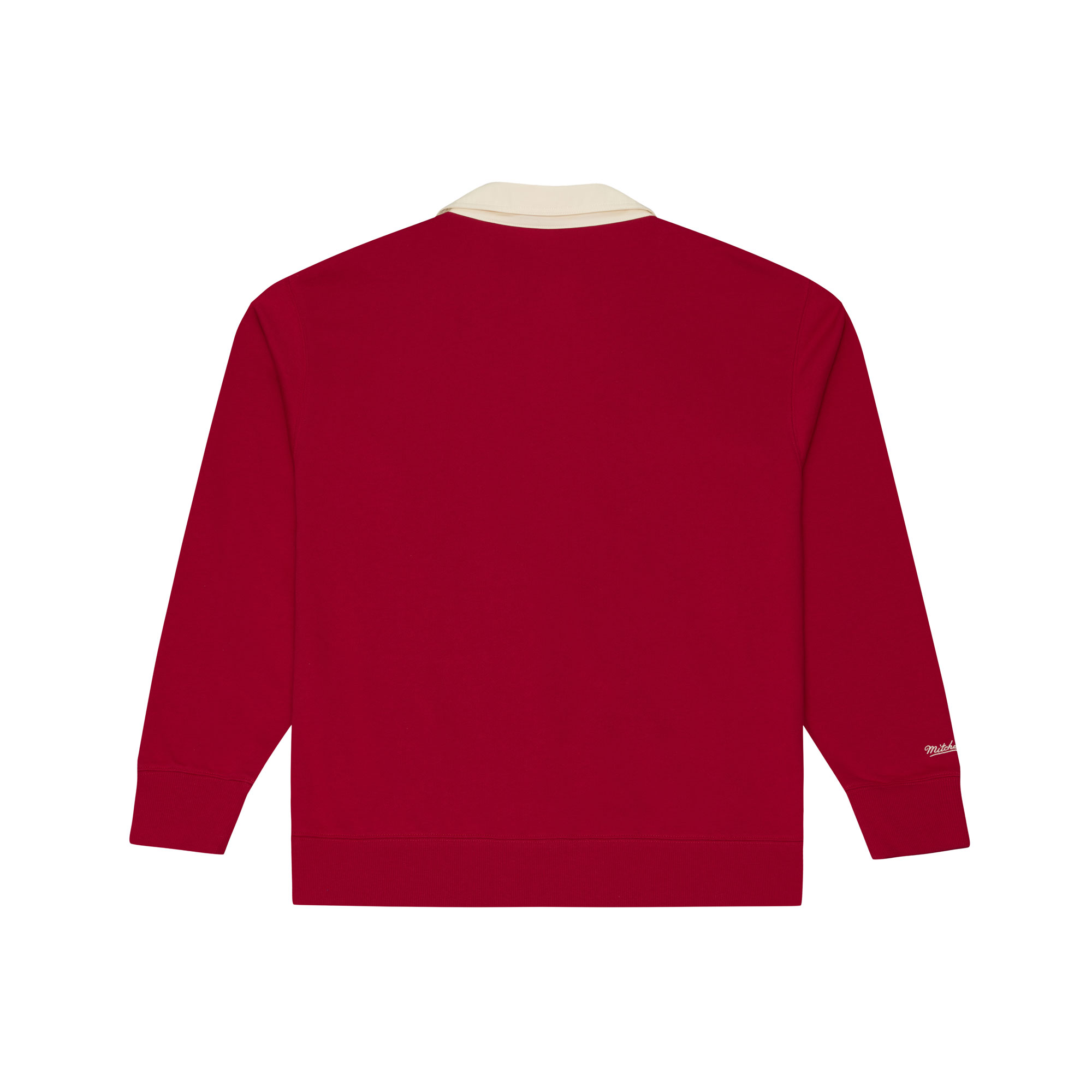 Men's Houston Rockets Mitchell & Ness HWC Retro Roots French Terry Fleece Polo Sweatshirt-2