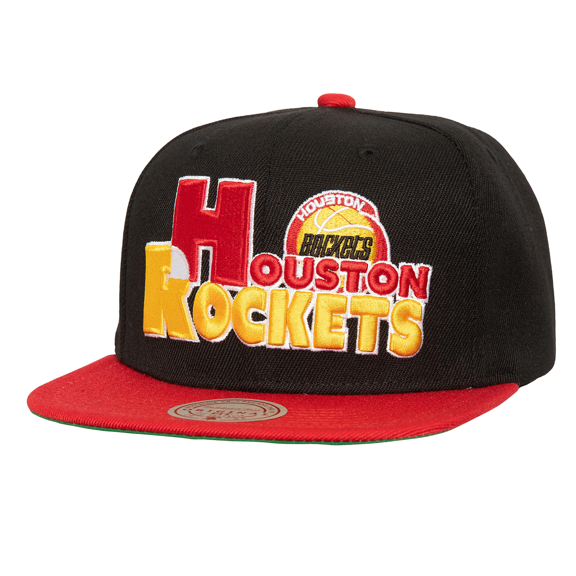 Men's Houston Rockets Mitchell & Ness HWC Text Stack Adjustable Cap