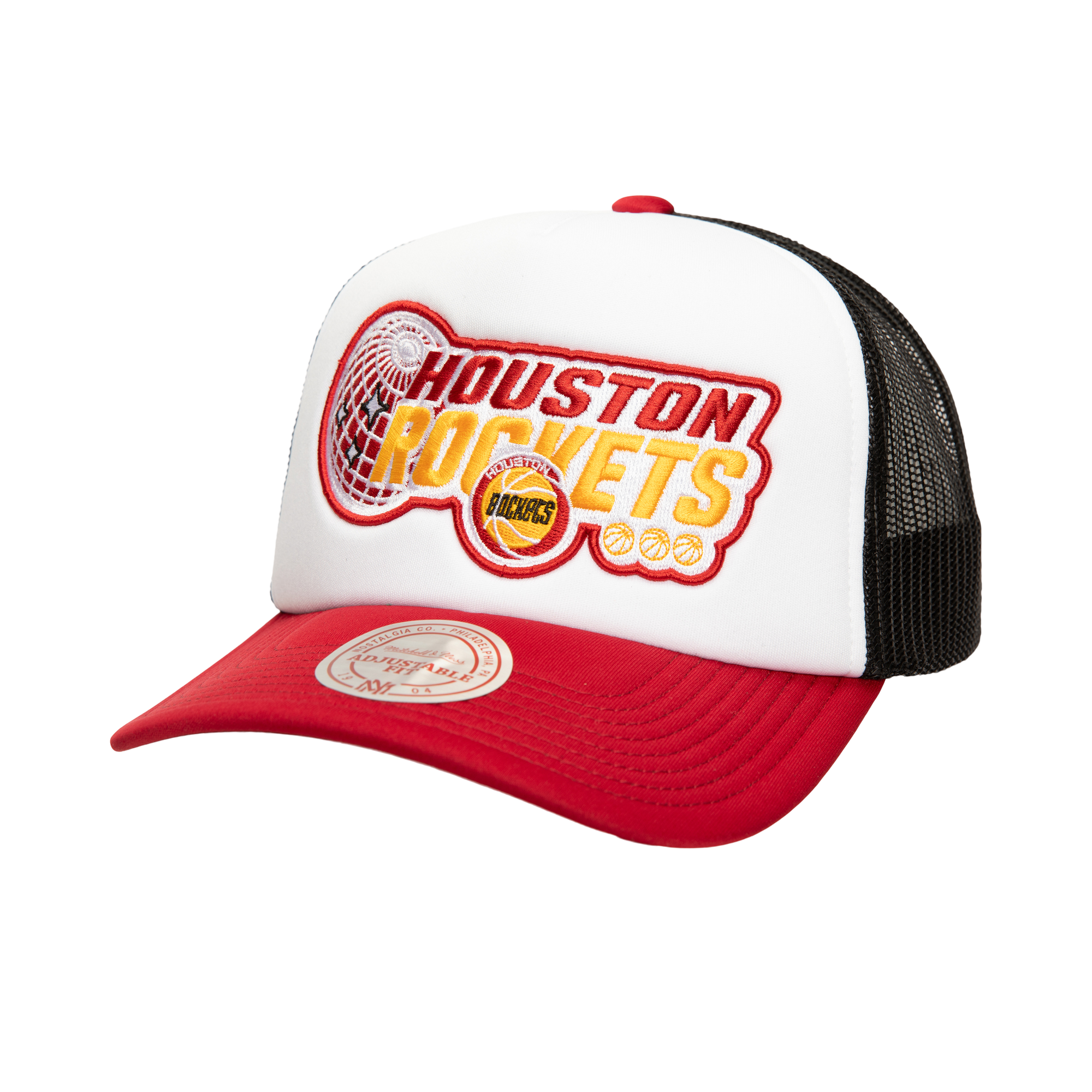 Men's Houston Rockets Mitchell & Ness HWC Globe Trucker Cap