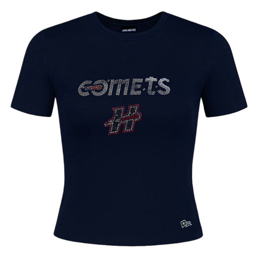 Women's Houston Comets Hype & Vice Rhinestone T-Shirt-1