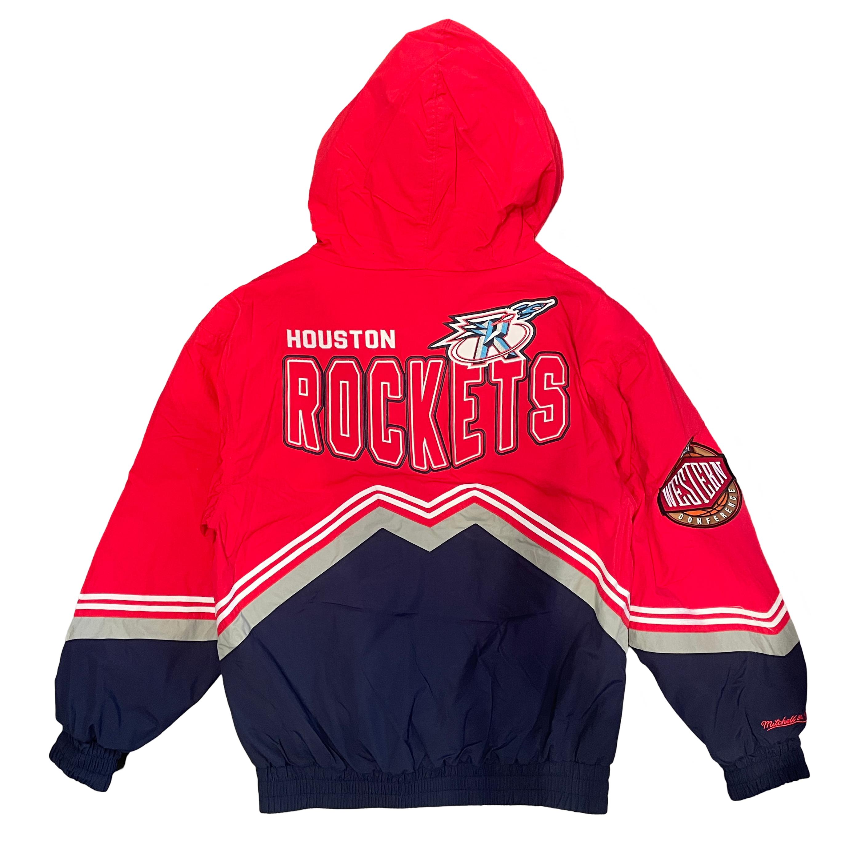 Men s Houston Rockets Mitchell Ness HWC Retro Pullover Jacket NAVY SM