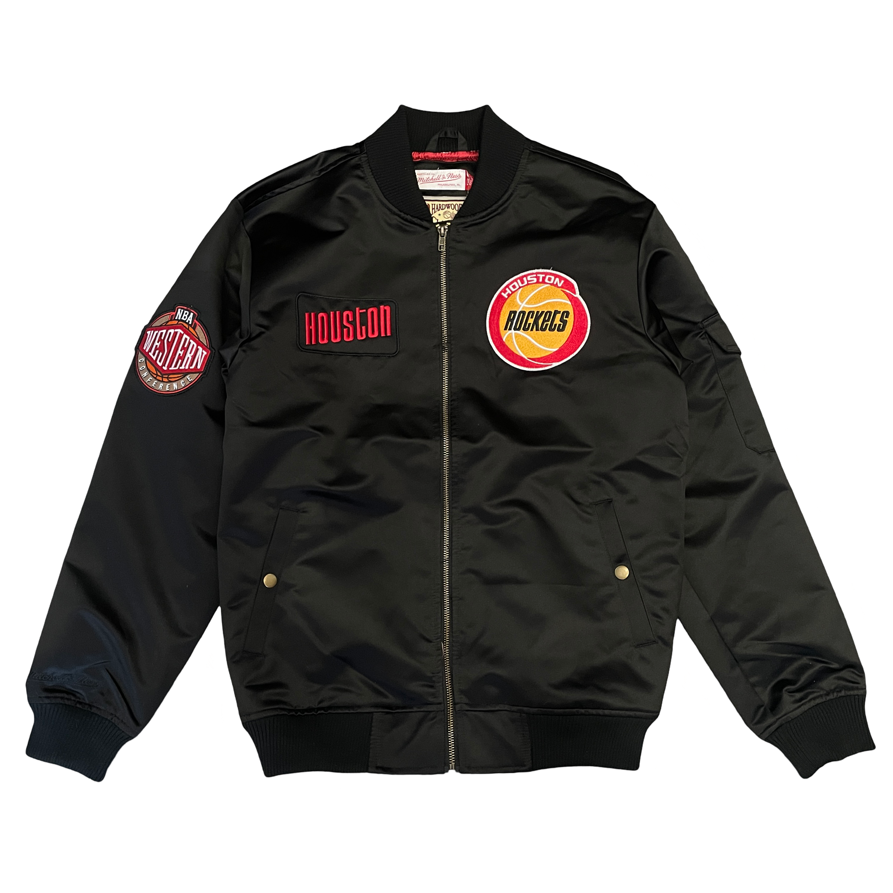 Men's Houston Rockets Mitchell & Ness HWC Satin Bomber Jacket