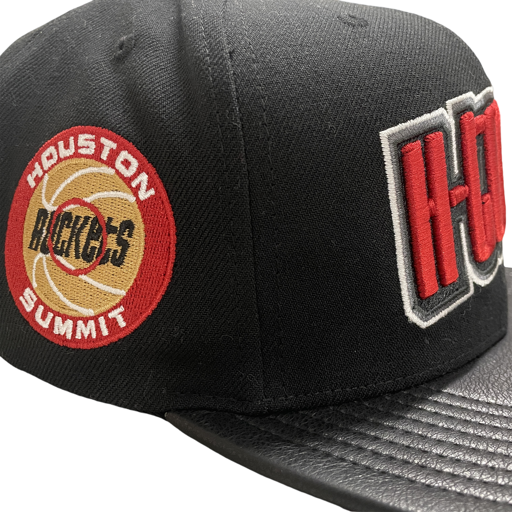 Men's Houston Rockets Mitchell & Ness City Edition Leather Strapback & Visor Adjustable Cap