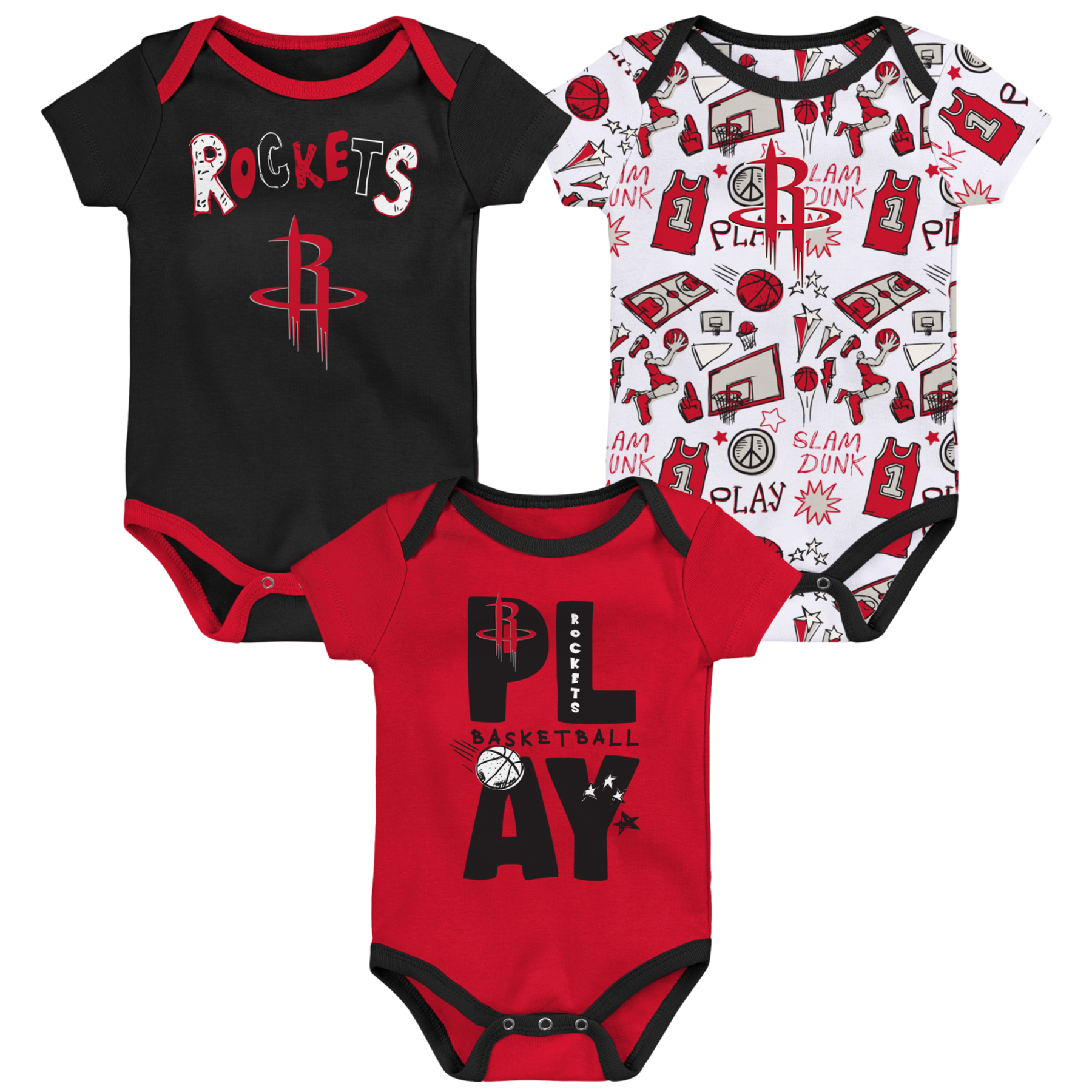 Infant Houston Rockets Outerstuff Play Ball 3 Piece Onesie Set