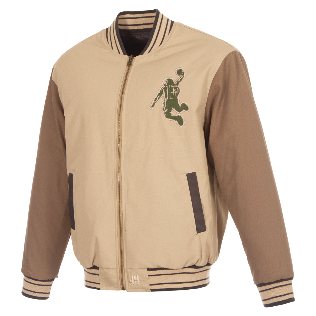 Men's Houston Rockets JH Design Reversible Bomber Jacket (Tan)