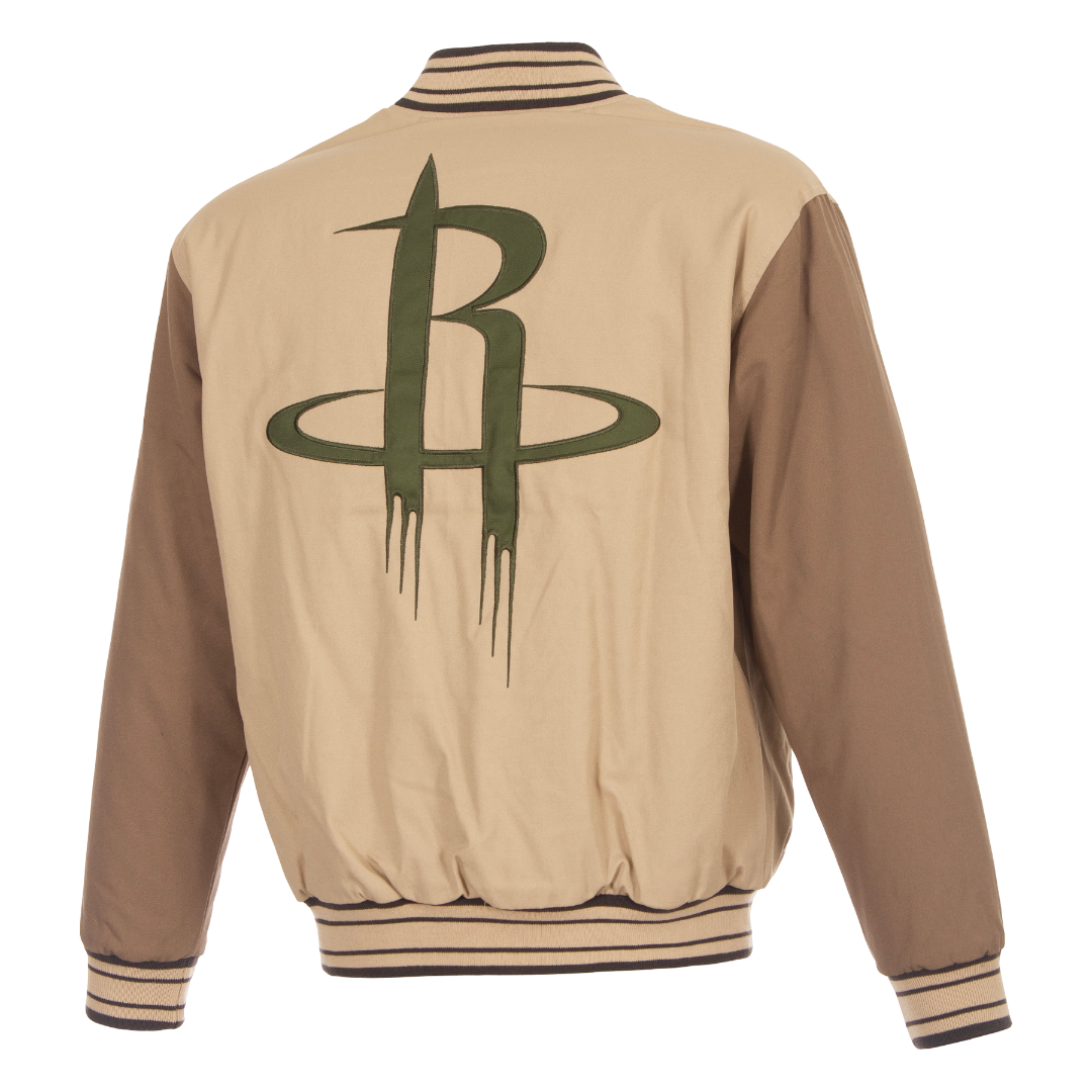 Men's Houston Rockets JH Design Reversible Bomber Jacket (Tan)