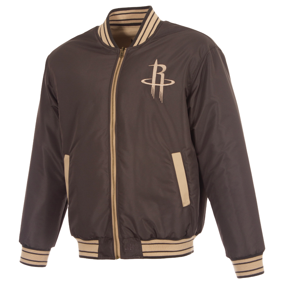 Men's Houston Rockets JH Design Reversible Bomber Jacket (Tan)-3
