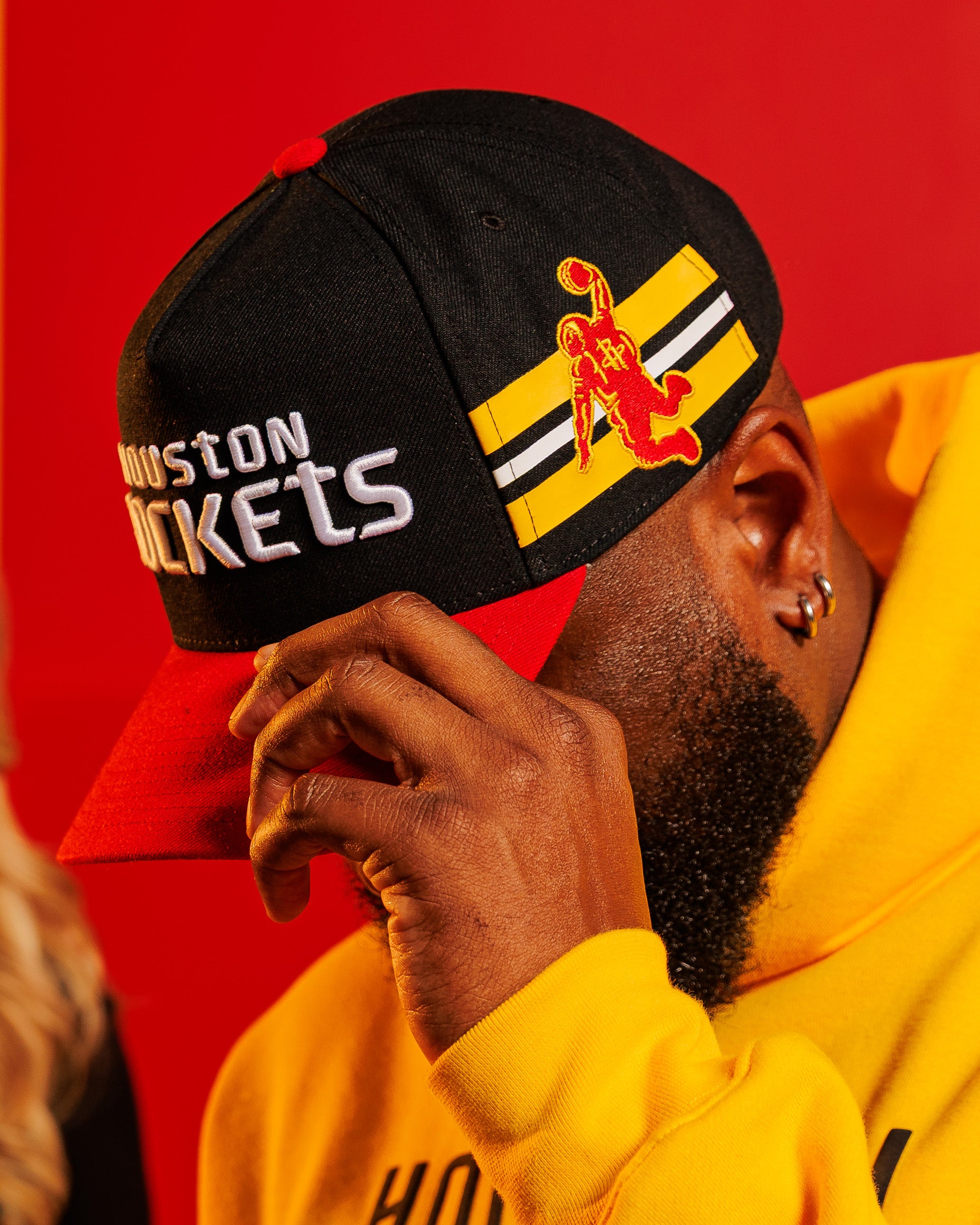 Men's Houston Rockets Mitchell & Ness Pro Pinch Adjustable Cap