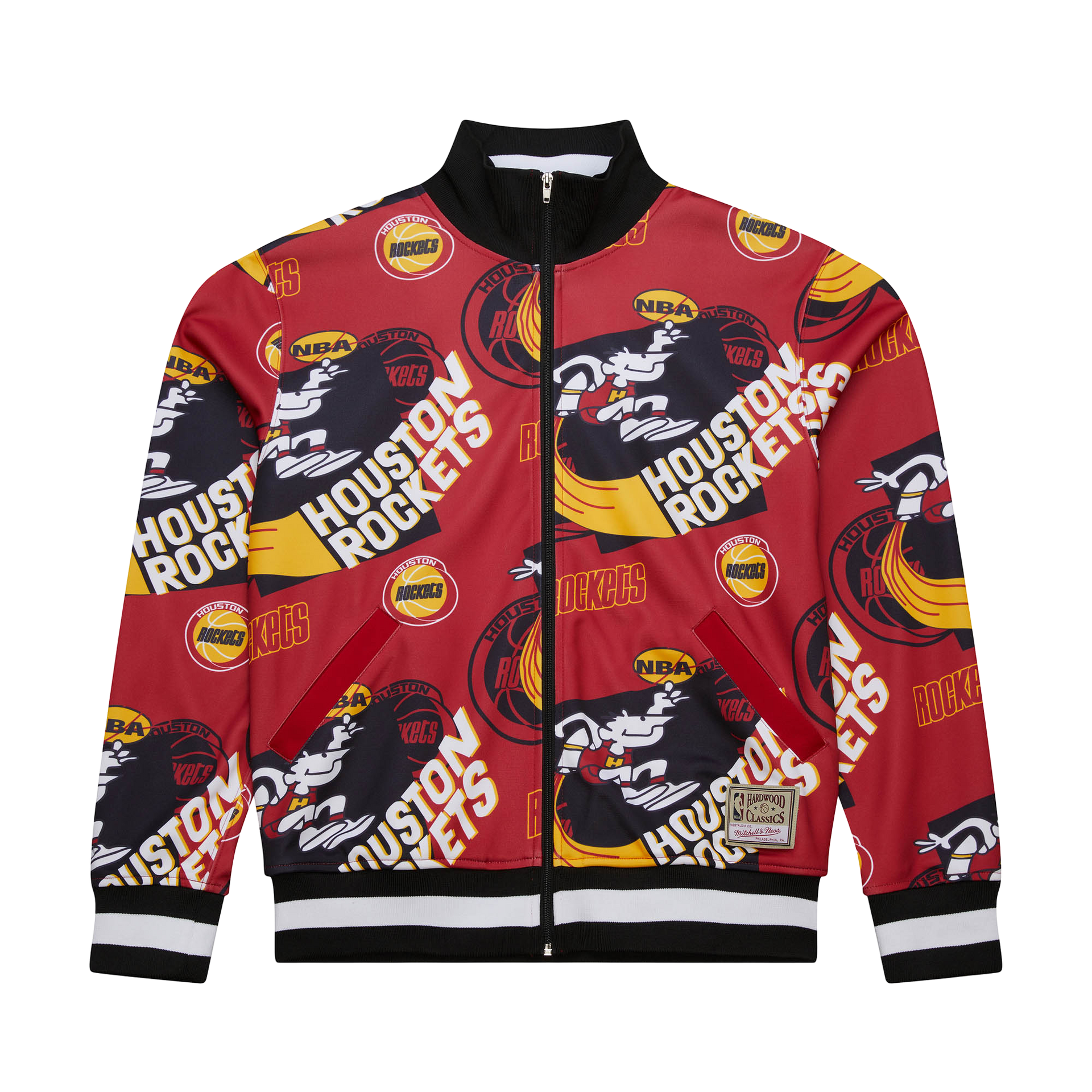 Men's Houston Rockets Mitchell & Ness HWC Track Jacket - RED/YELLOW / SM