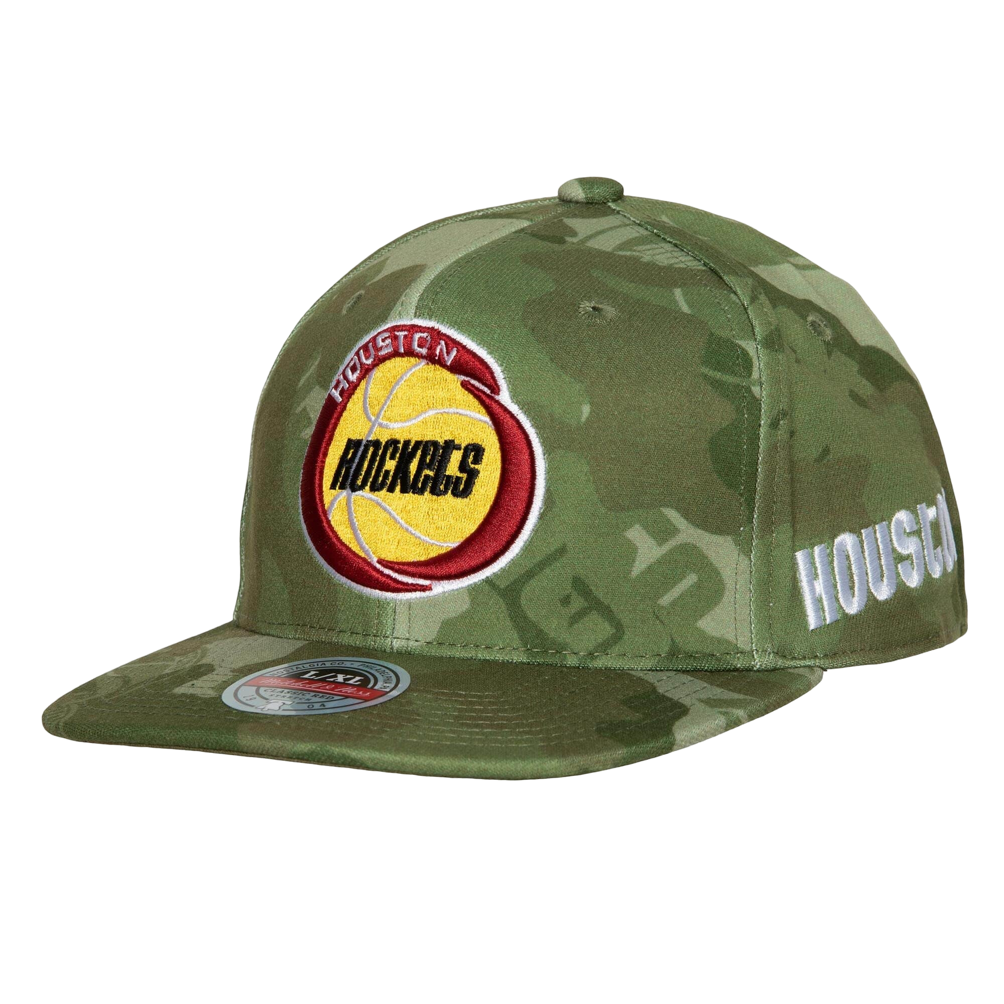 Men's Houston Rockets Mitchell & Ness HWC Ghost Camo Stretch Fit Cap