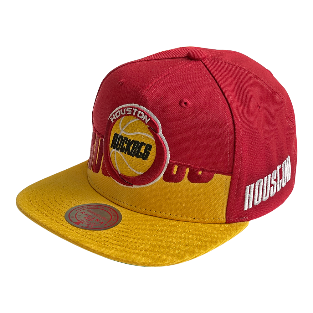 Men's Houston Rockets Mitchell & Ness HWC Half & Half Adjustable Cap