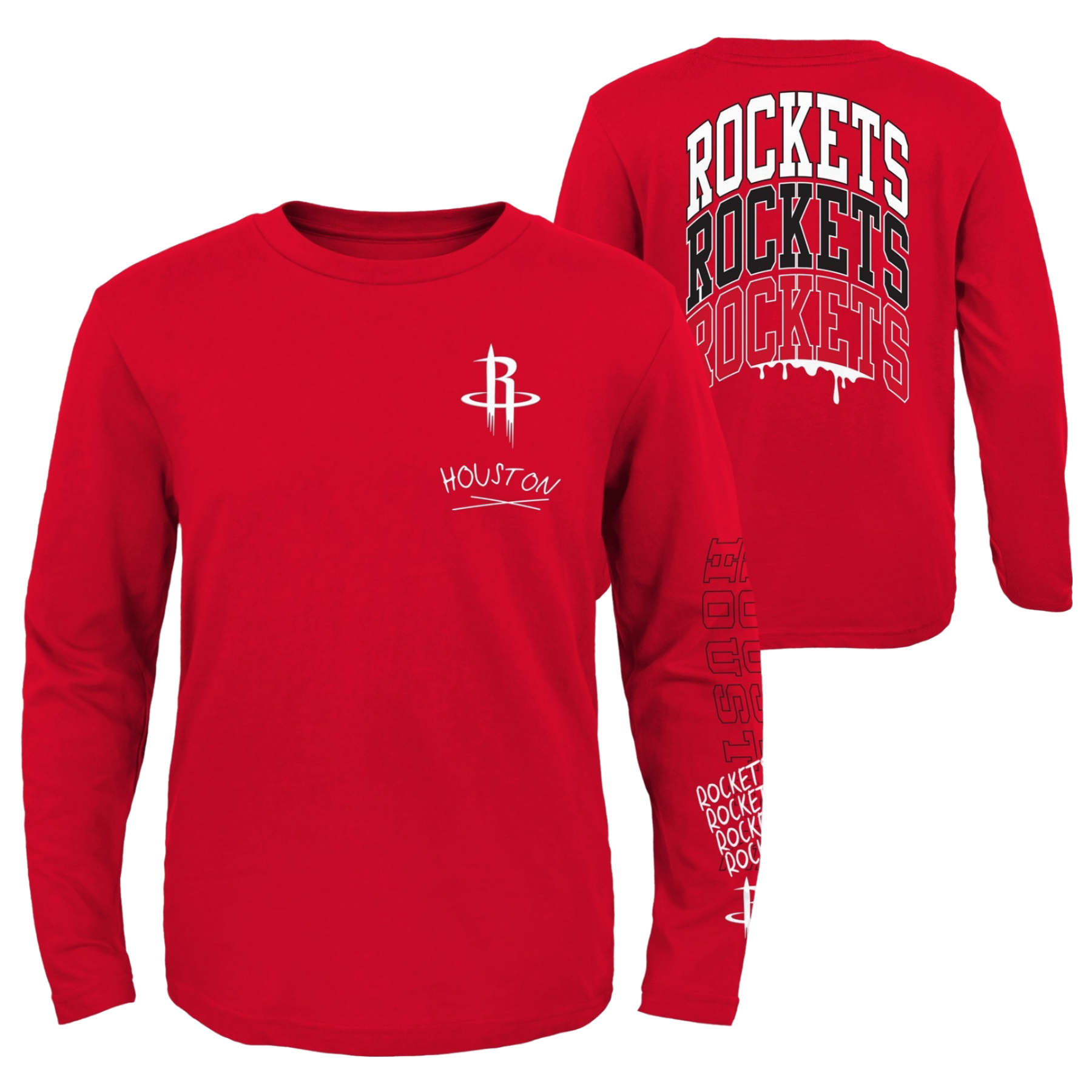 Youth Houston Rockets Outerstuff Team Drip Long-Sleeve T-Shirt