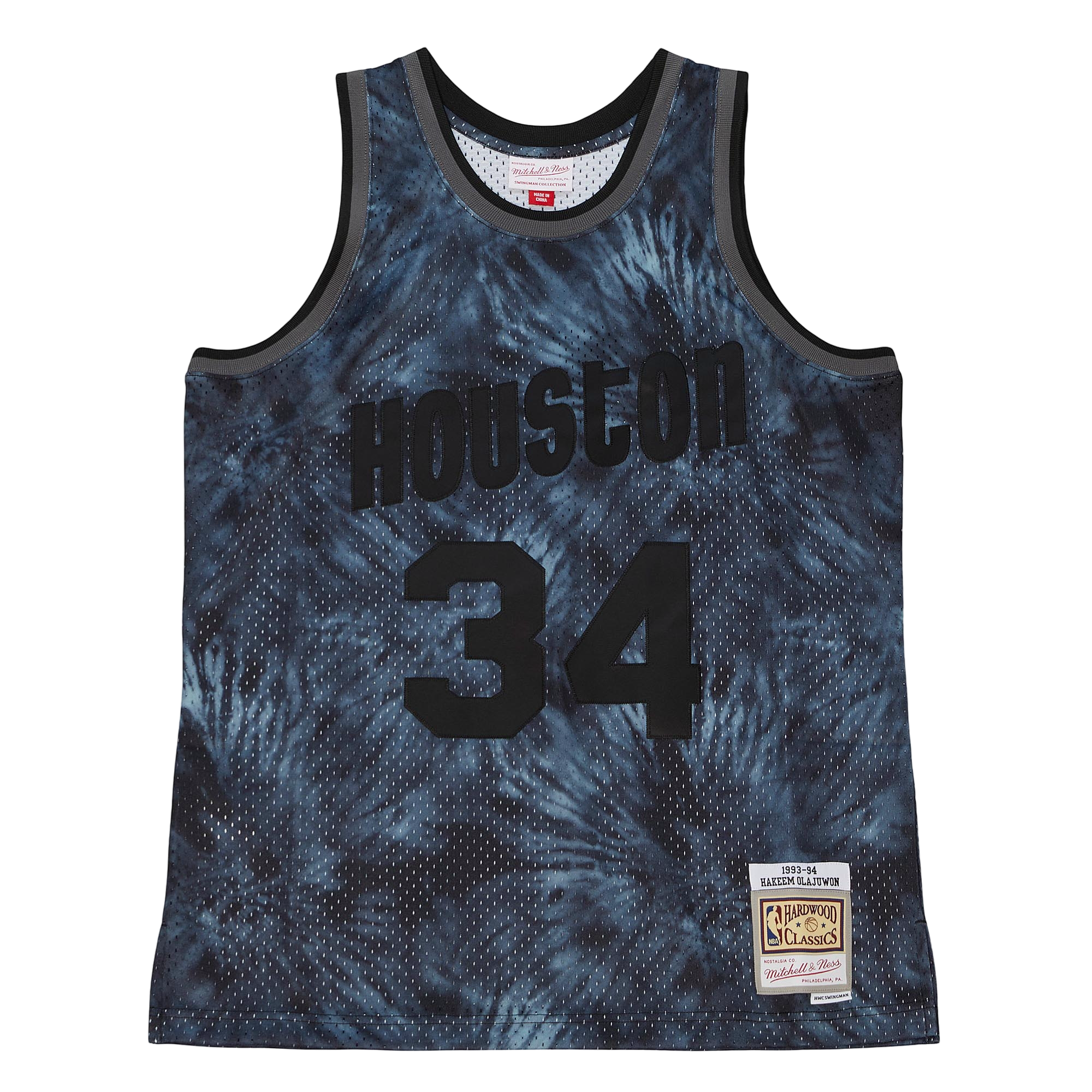 Men's Houston Rockets Mitchell & Ness HWC Hakeem Olajuwon Tie Dye Swingman Jersey