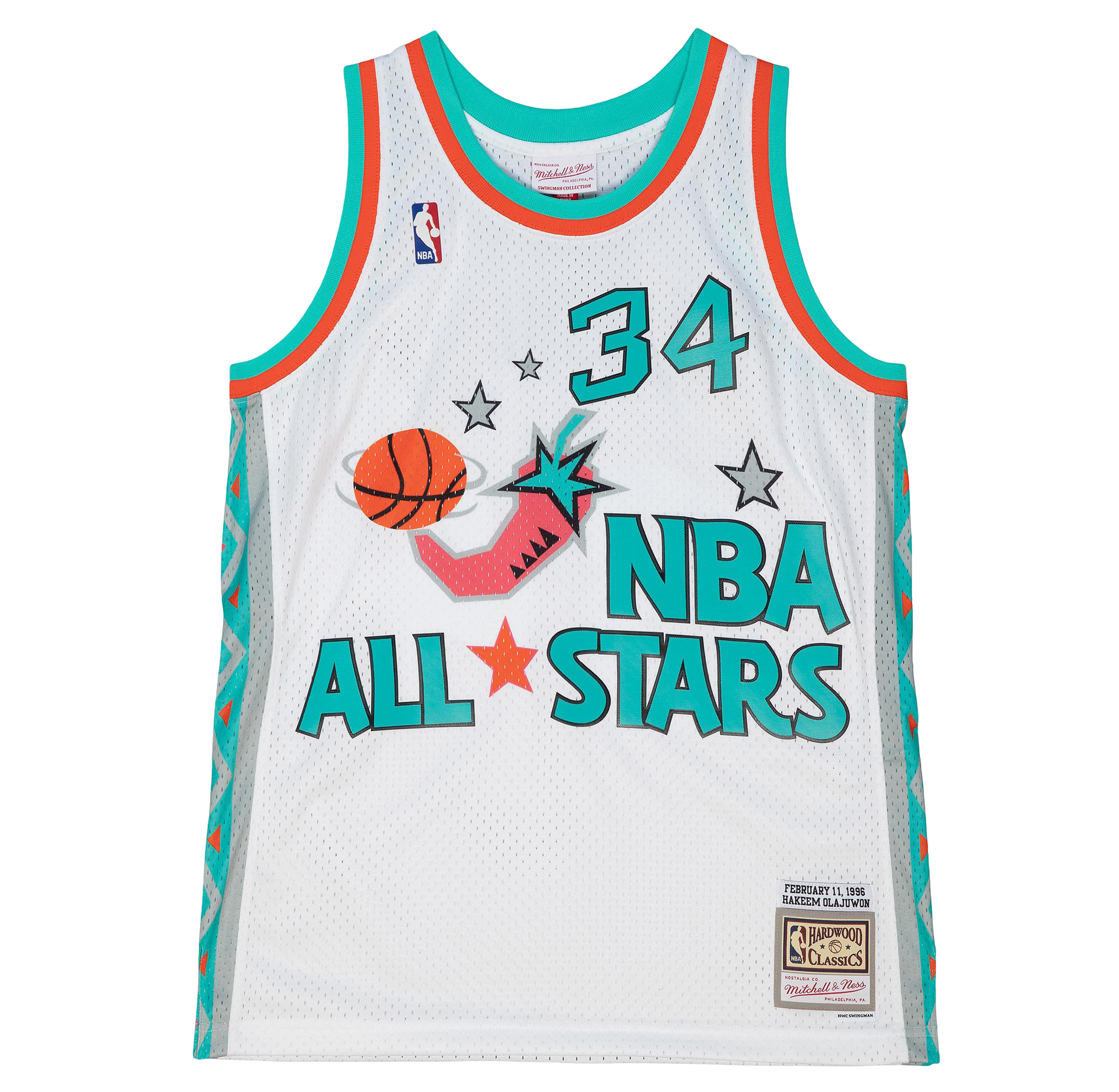 Men's Houston Rockets Mitchell & Ness HWC Hakeem Olajuwon 1996 All-Sta