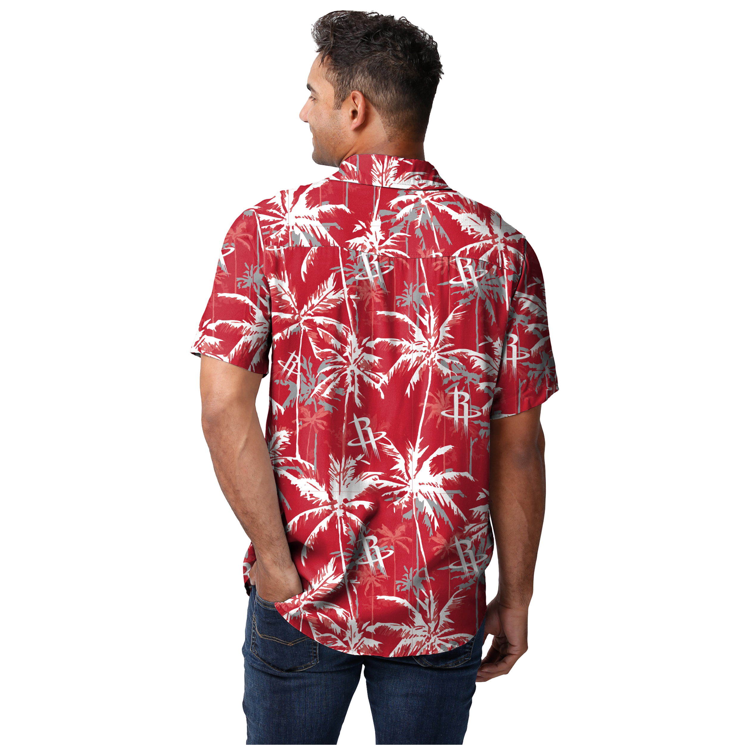 Men's Houston Rockets FoCo Floral Button Up Polo Shirt