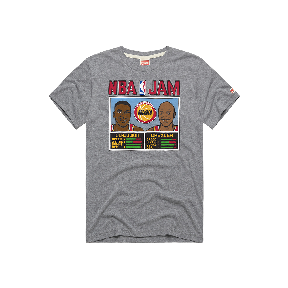 Men's Houston Rockets Homage HWC Olajuwon/Drexler NBA Jam T-Shirt